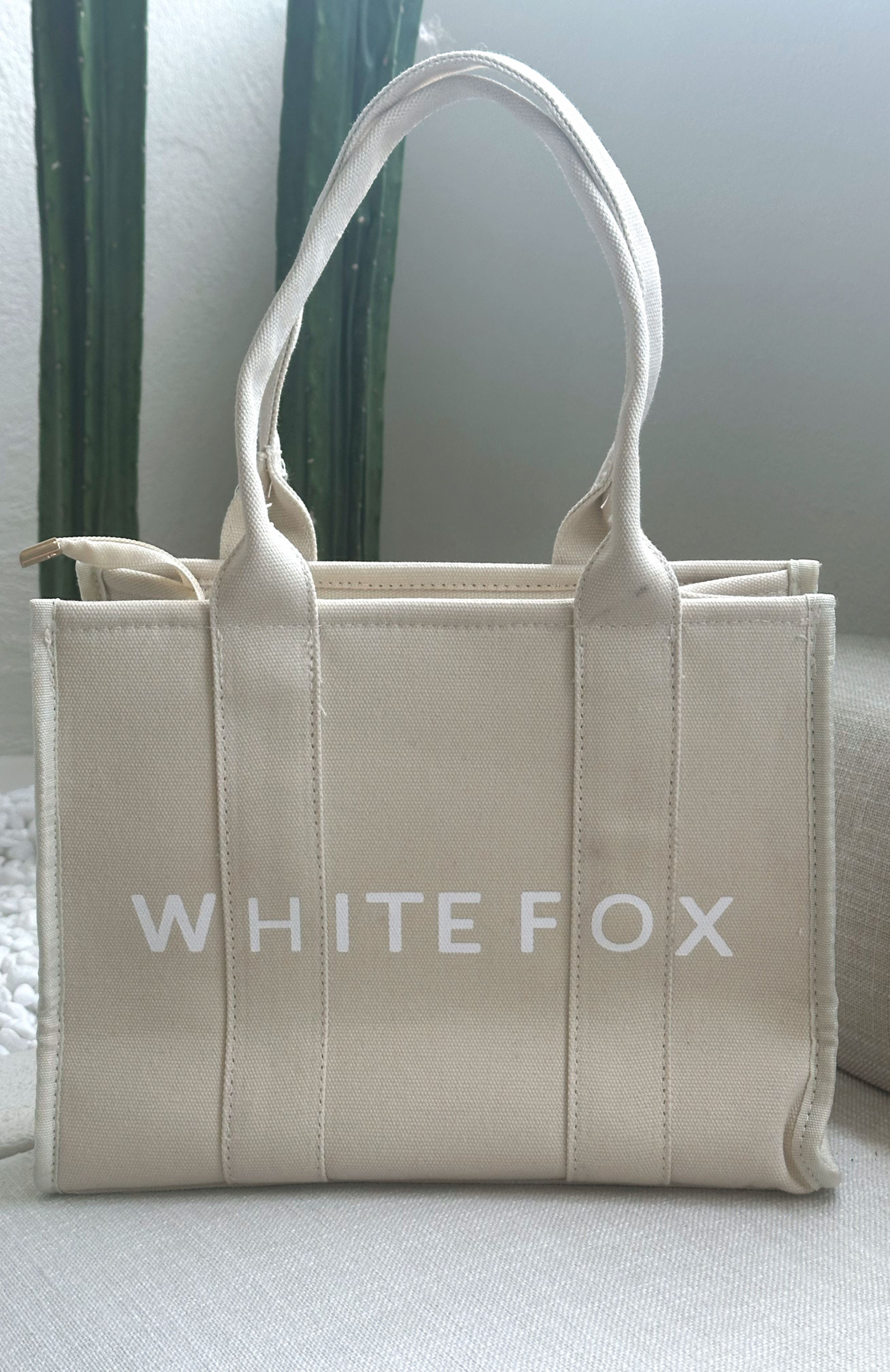 White Fox Mini Tote Bag Beige - Image 3