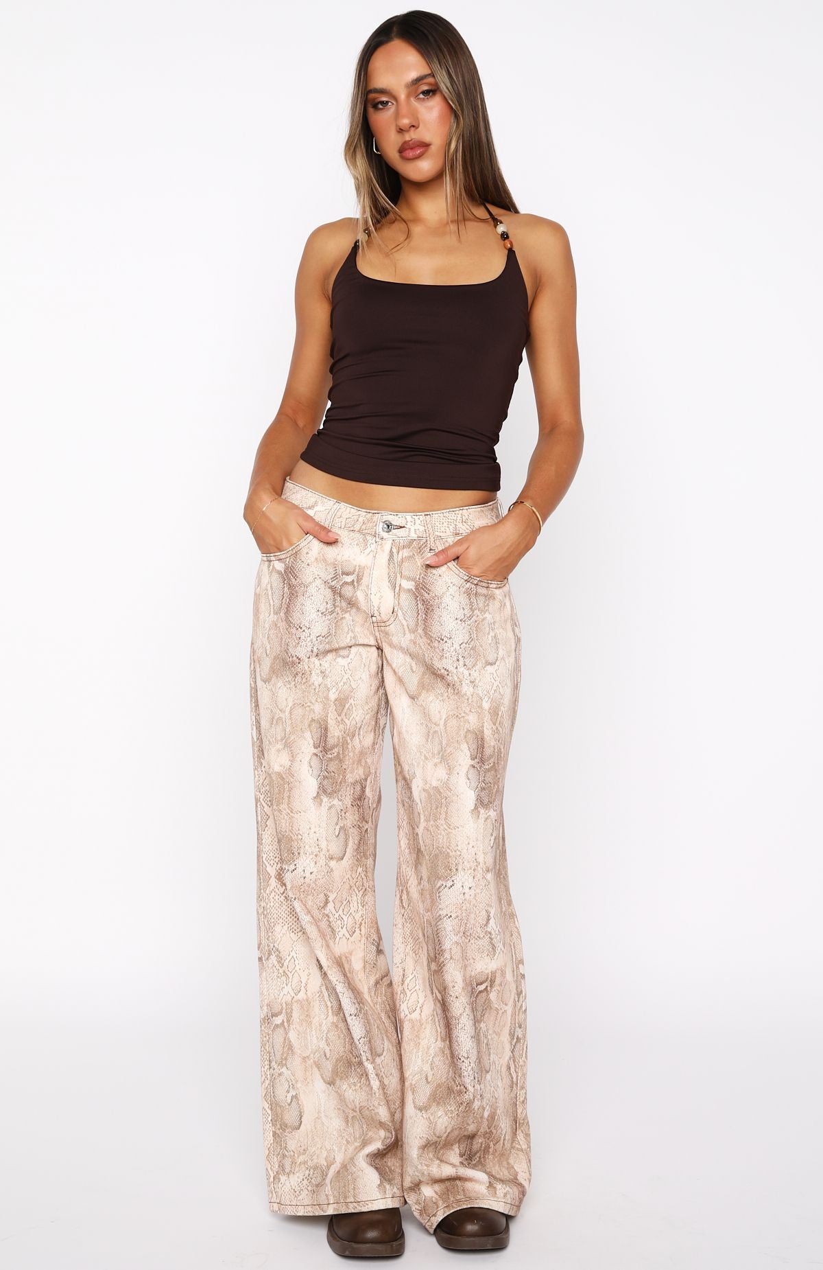 Maeve Low Rise Wide Leg Jeans Desert Snake - Image 3