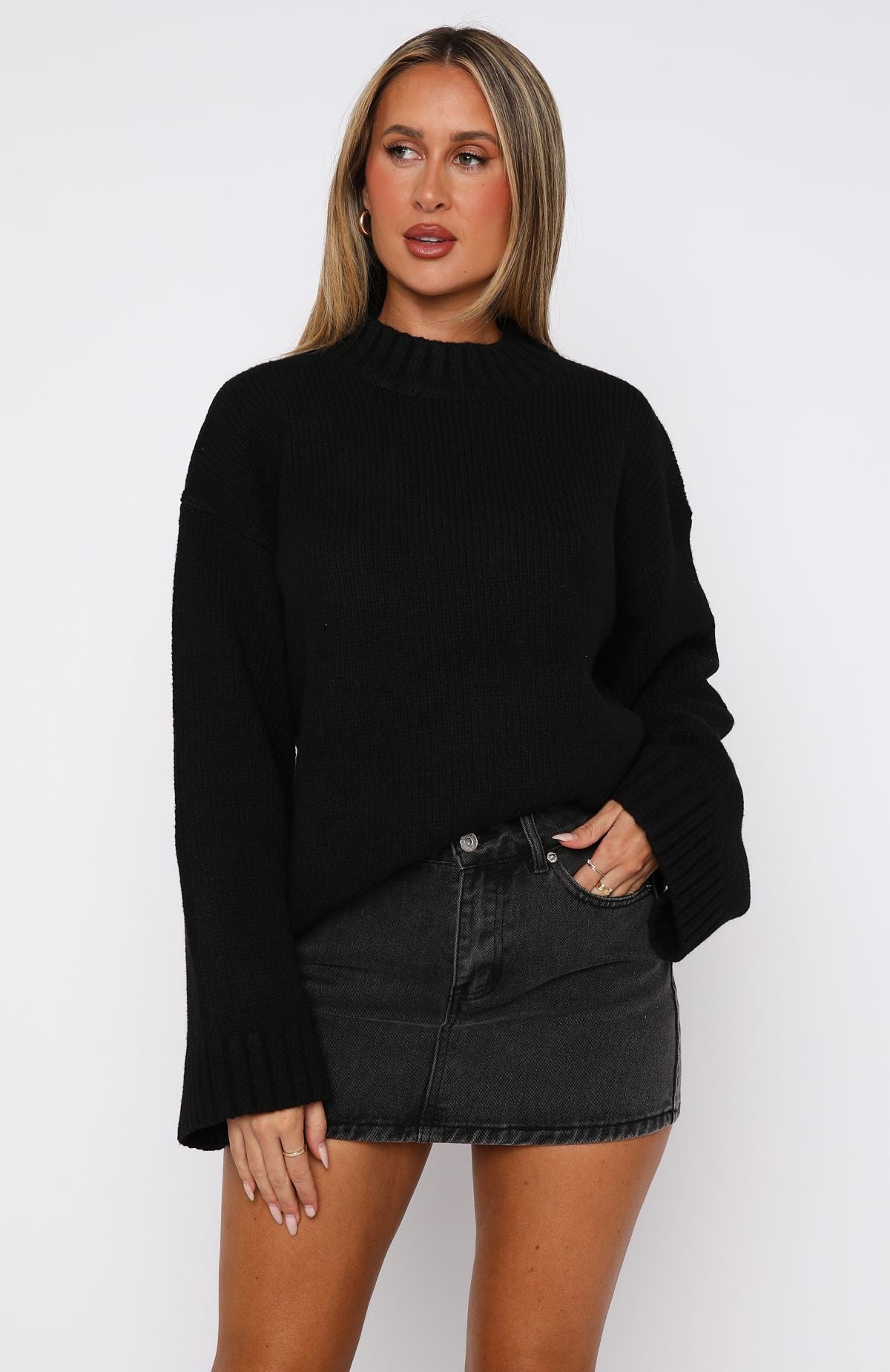 Winter's Chill Knit Sweater Black - Image 2