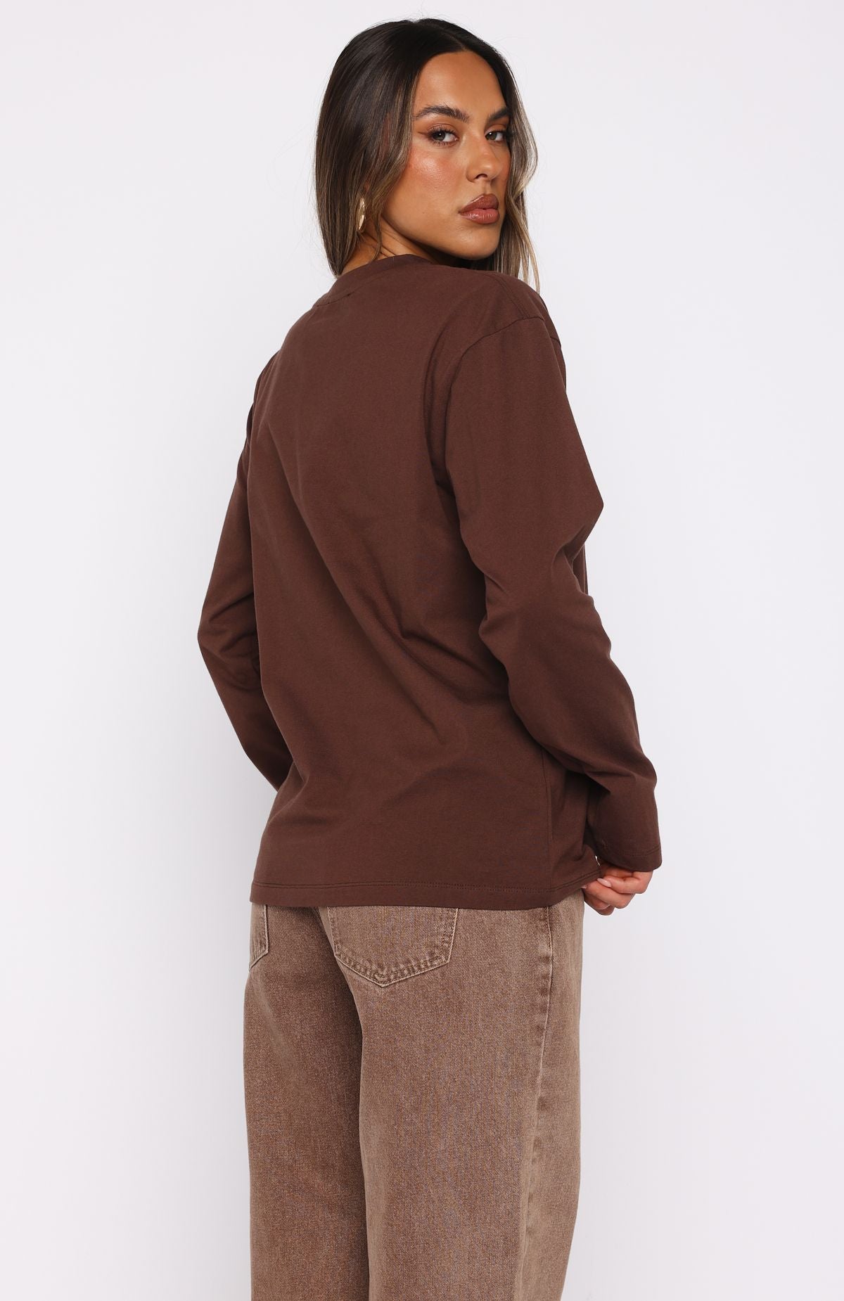 What The Heart Wants Long Sleeve Tee Chocolate - Image 4