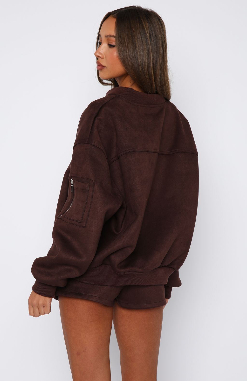Confidence Level Suede Jacket Chocolate - Image 4