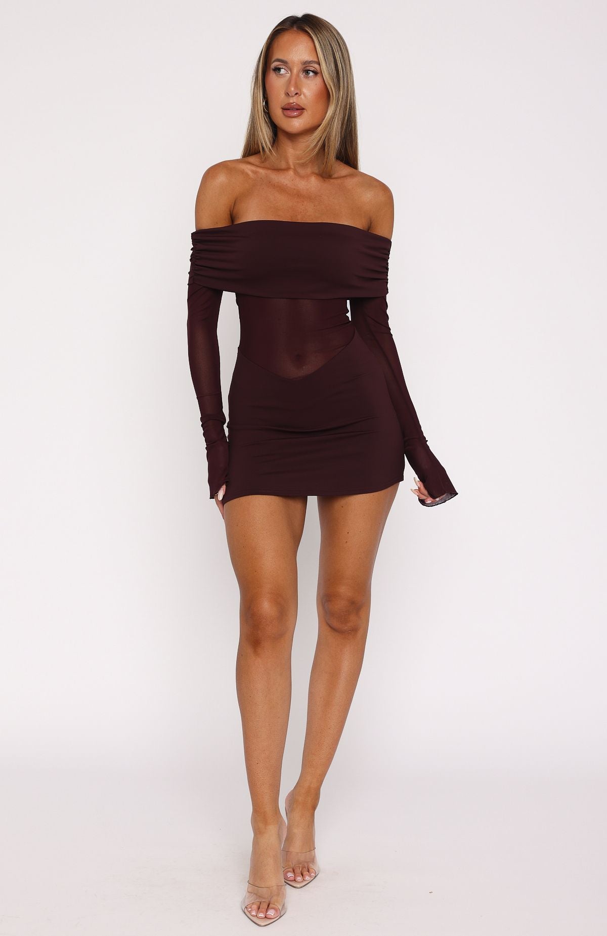 Own Your Story Long Sleeve Mini Dress Burgundy - Image 5