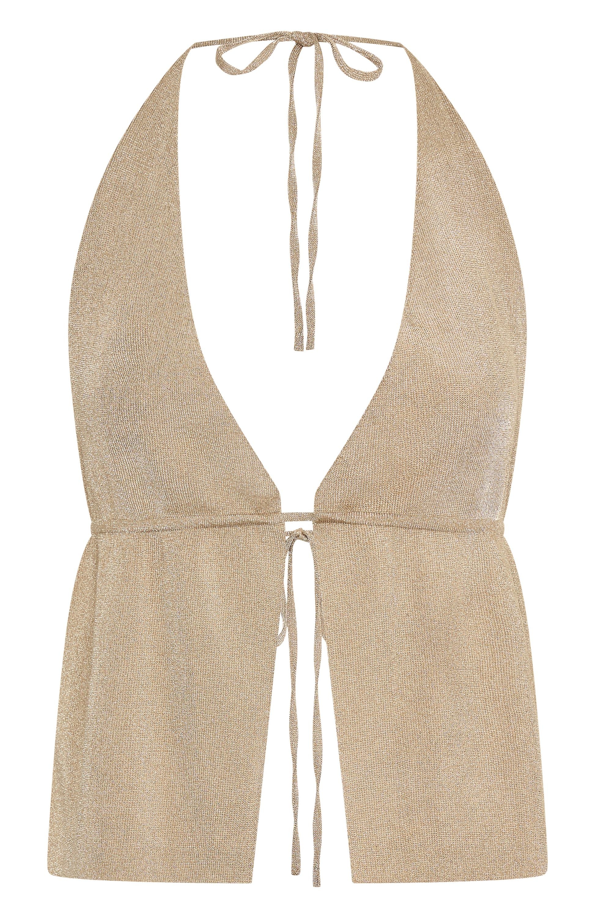 Hidden Gem Halter Knit Top Gold - Image 5