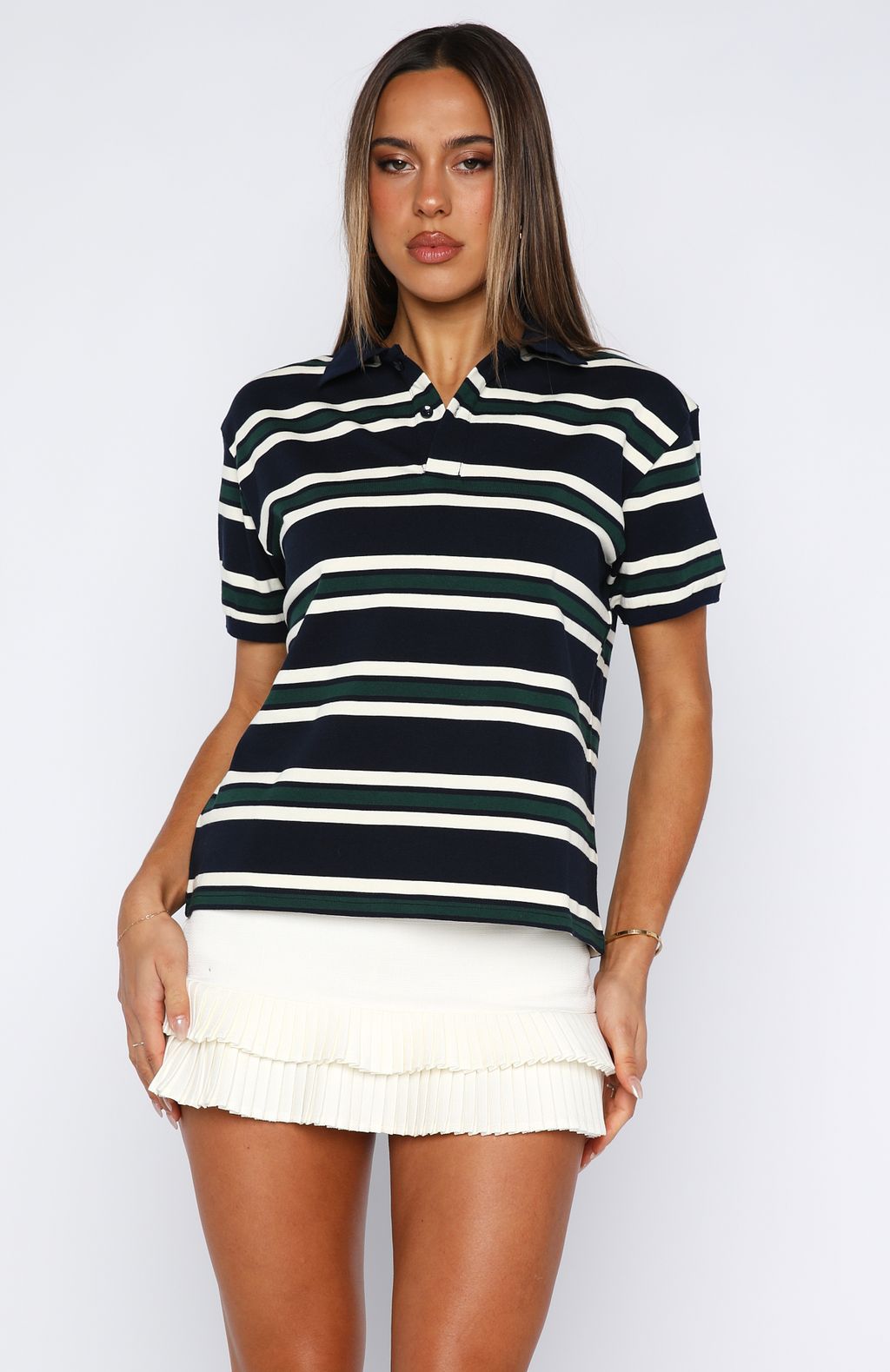 Make Your Move Polo Tee Navy Stripe - Image 2