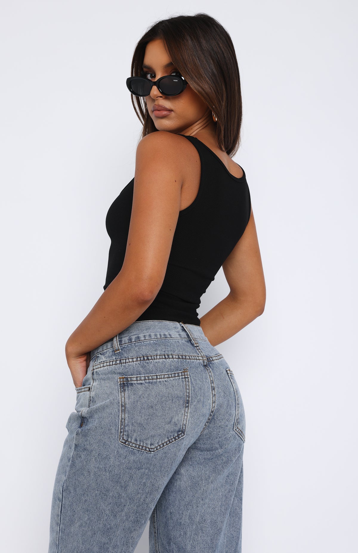 Let Me Adore You Ribbed Tank Top Black - Image 4