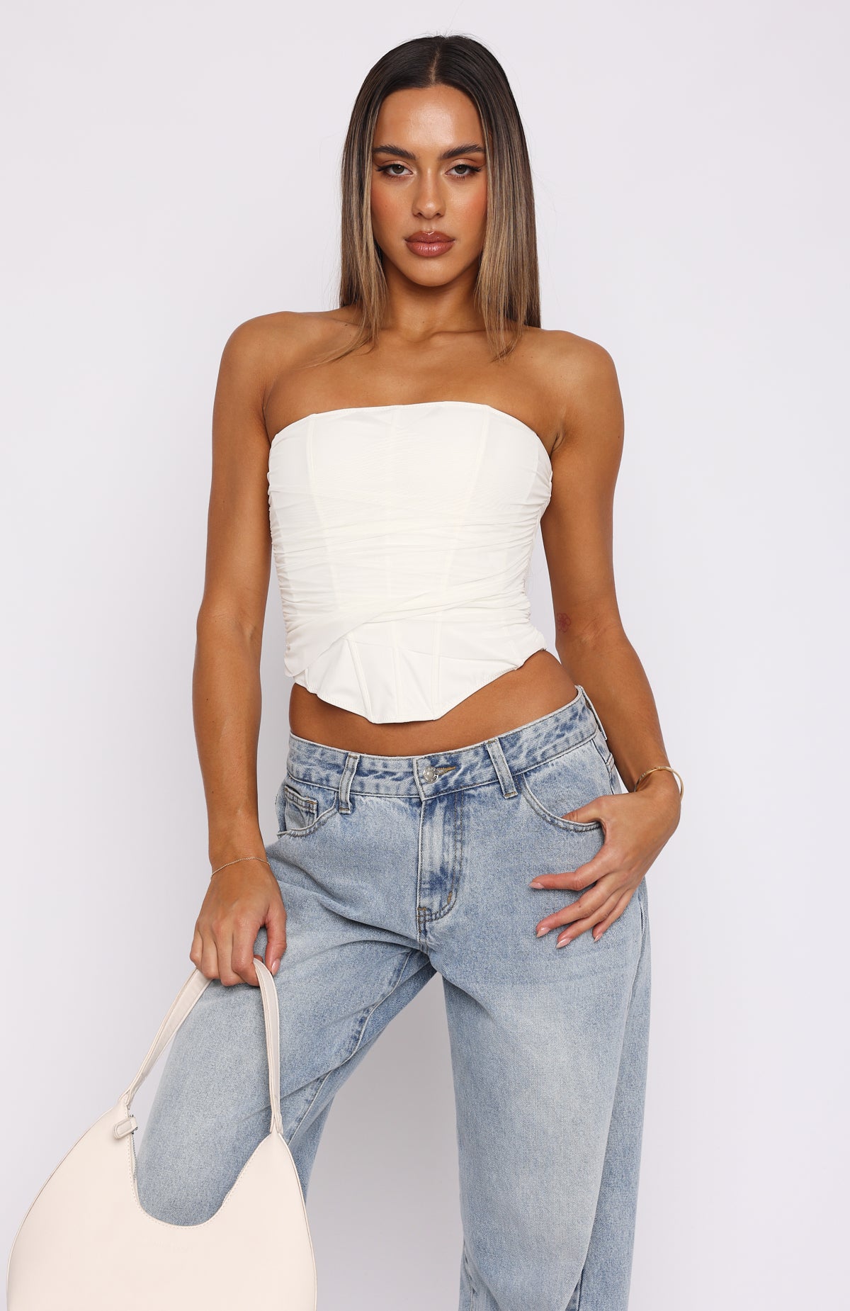 Next To Nothing Strapless Bustier Cream - Image 2