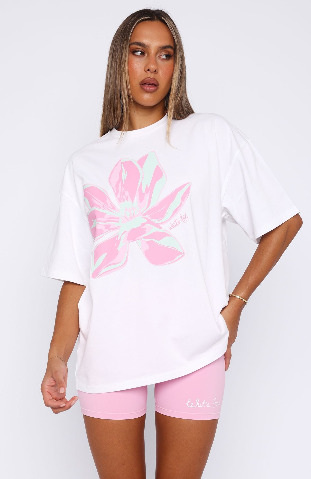 Pick You A Flower Oversized Tee White - Image 2