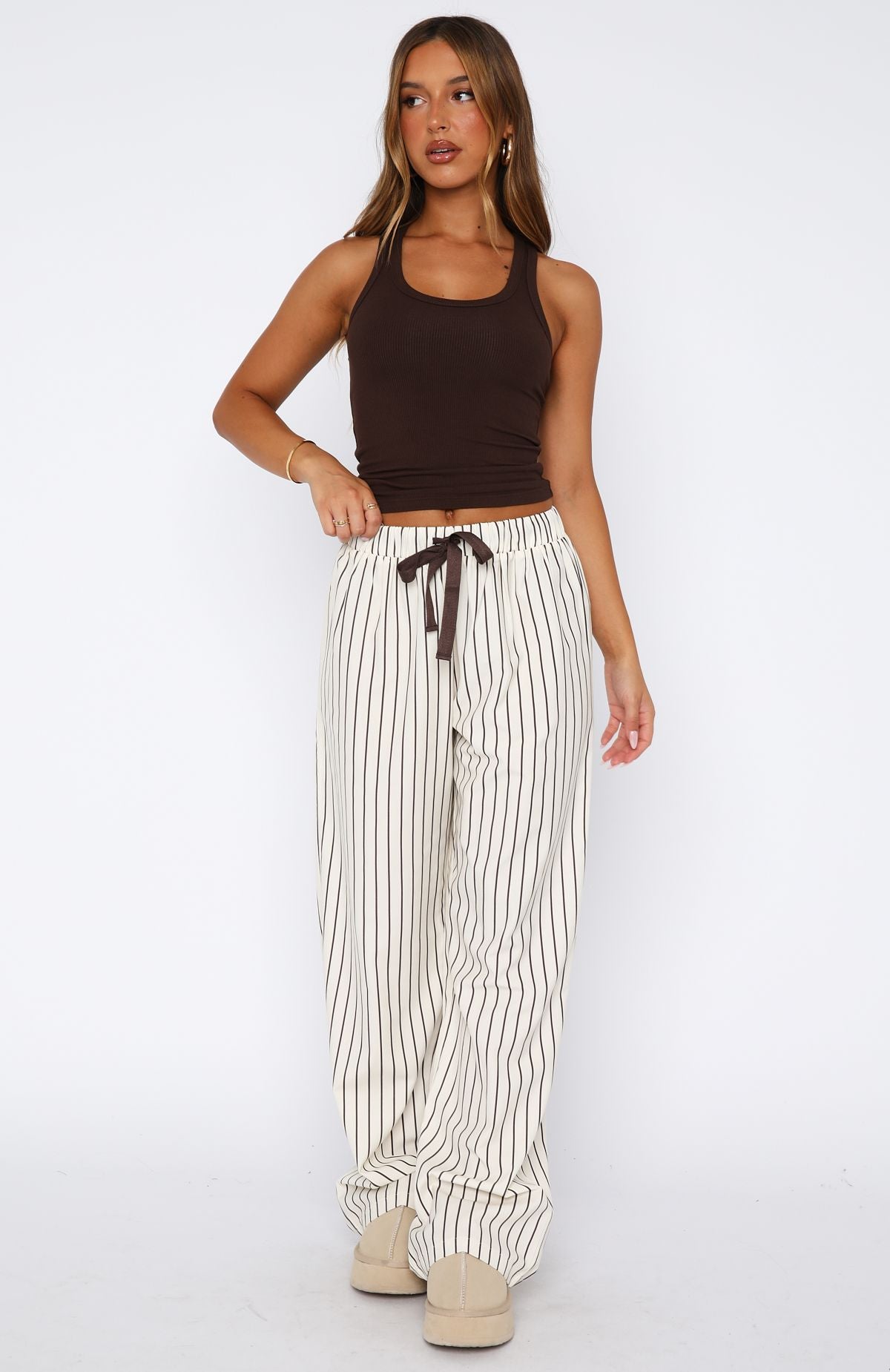 Sweetheart Pyjama Pants Cream/Choc Stripe - Image 2