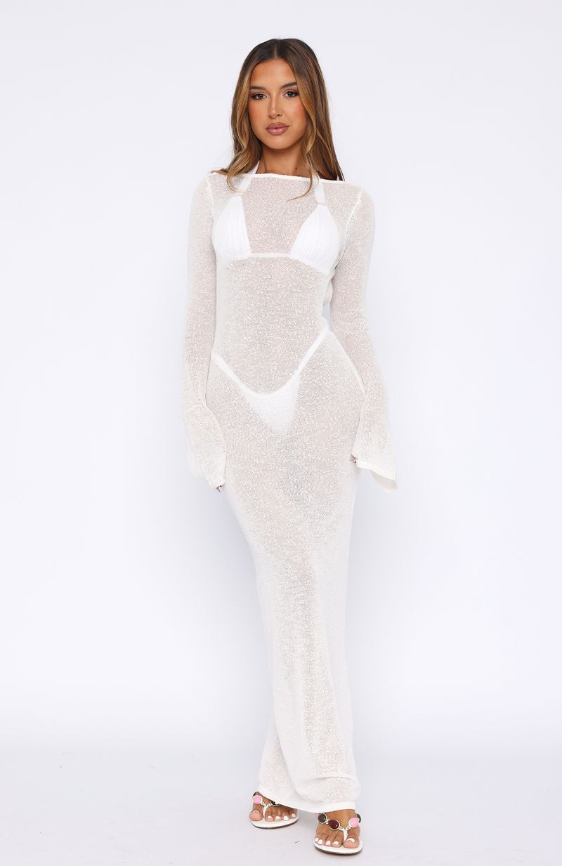 Malta Mermaids Long Sleeve Maxi Dress White - Image 2