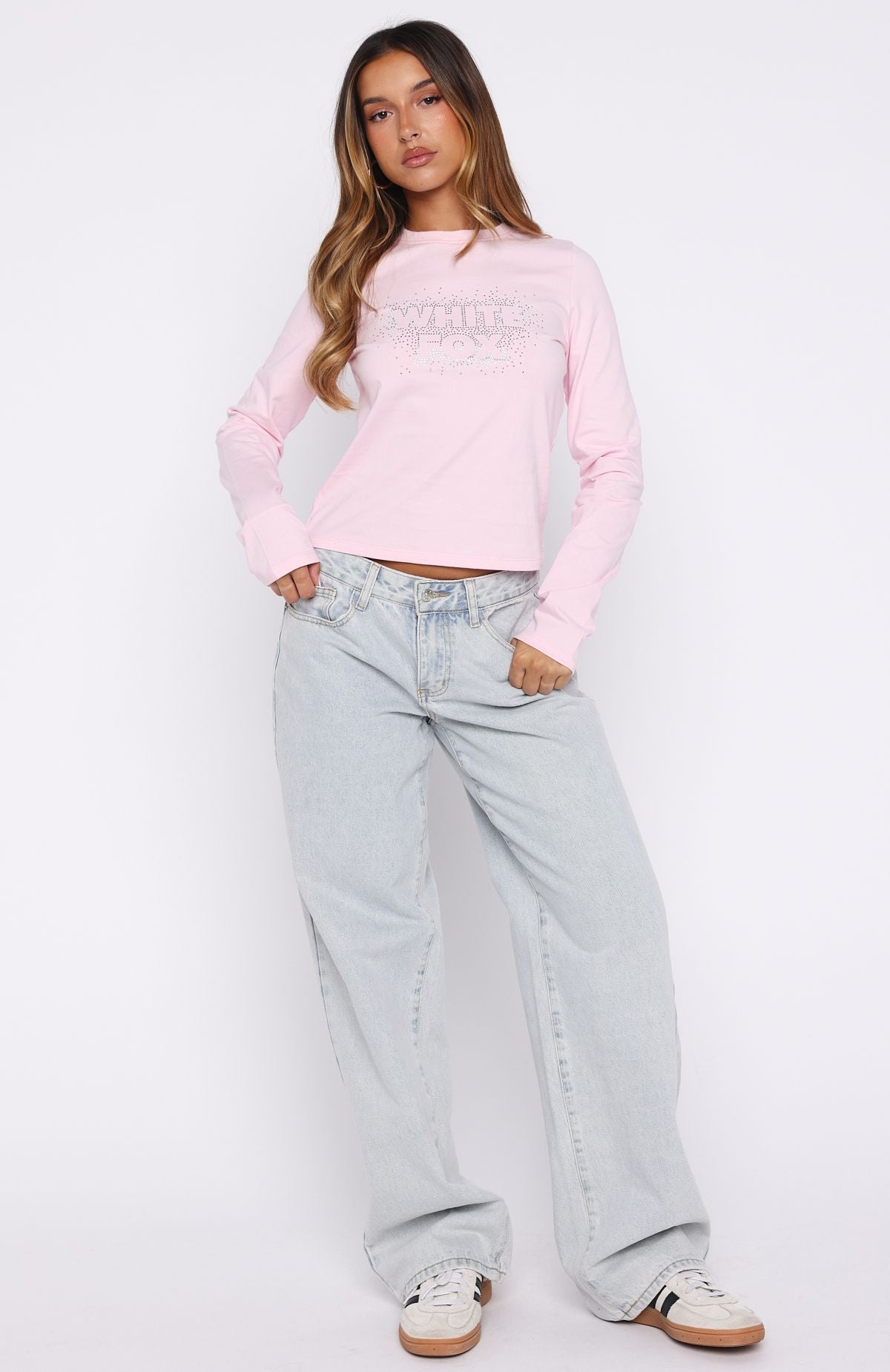 Let's Get Going Relaxed Long Sleeve Baby Tee Pink - Image 5