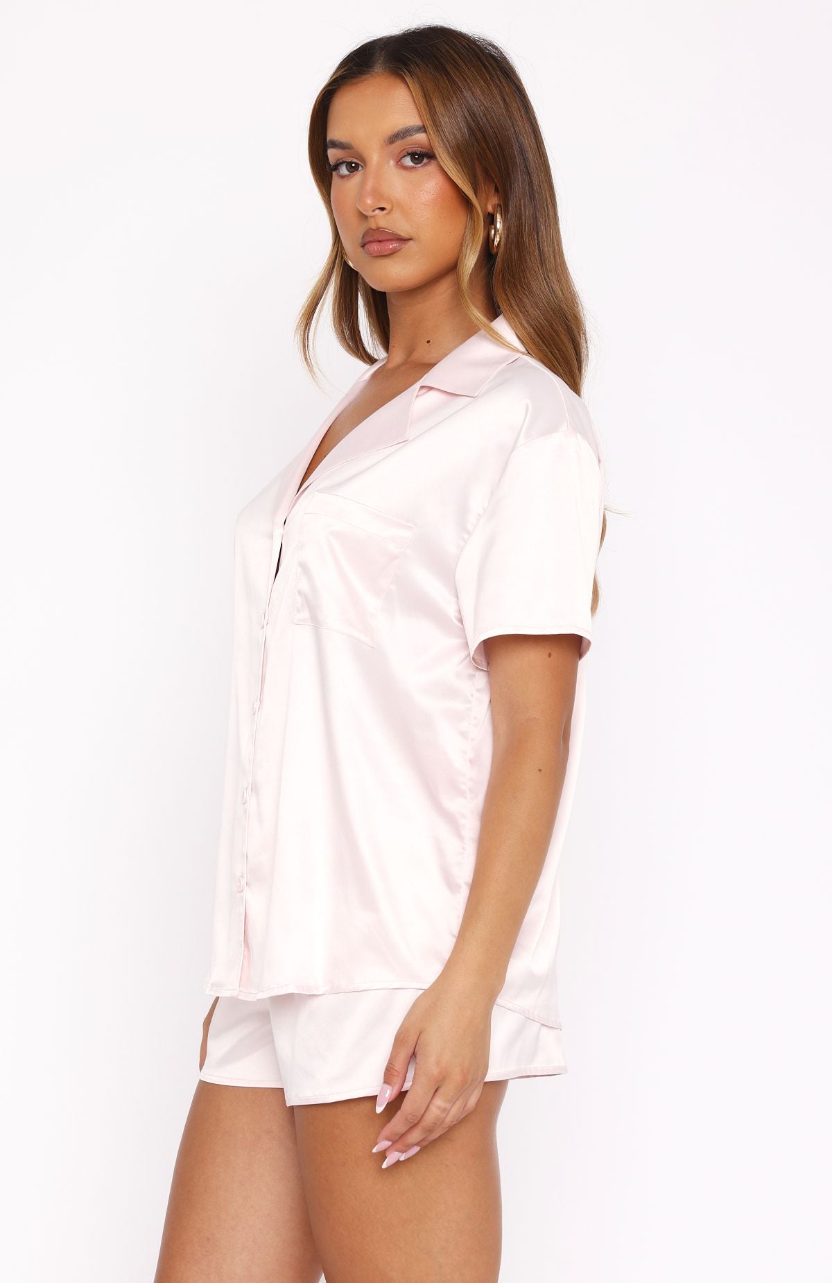 Dreamscape Satin Pyjama Set Baby Pink - Image 3