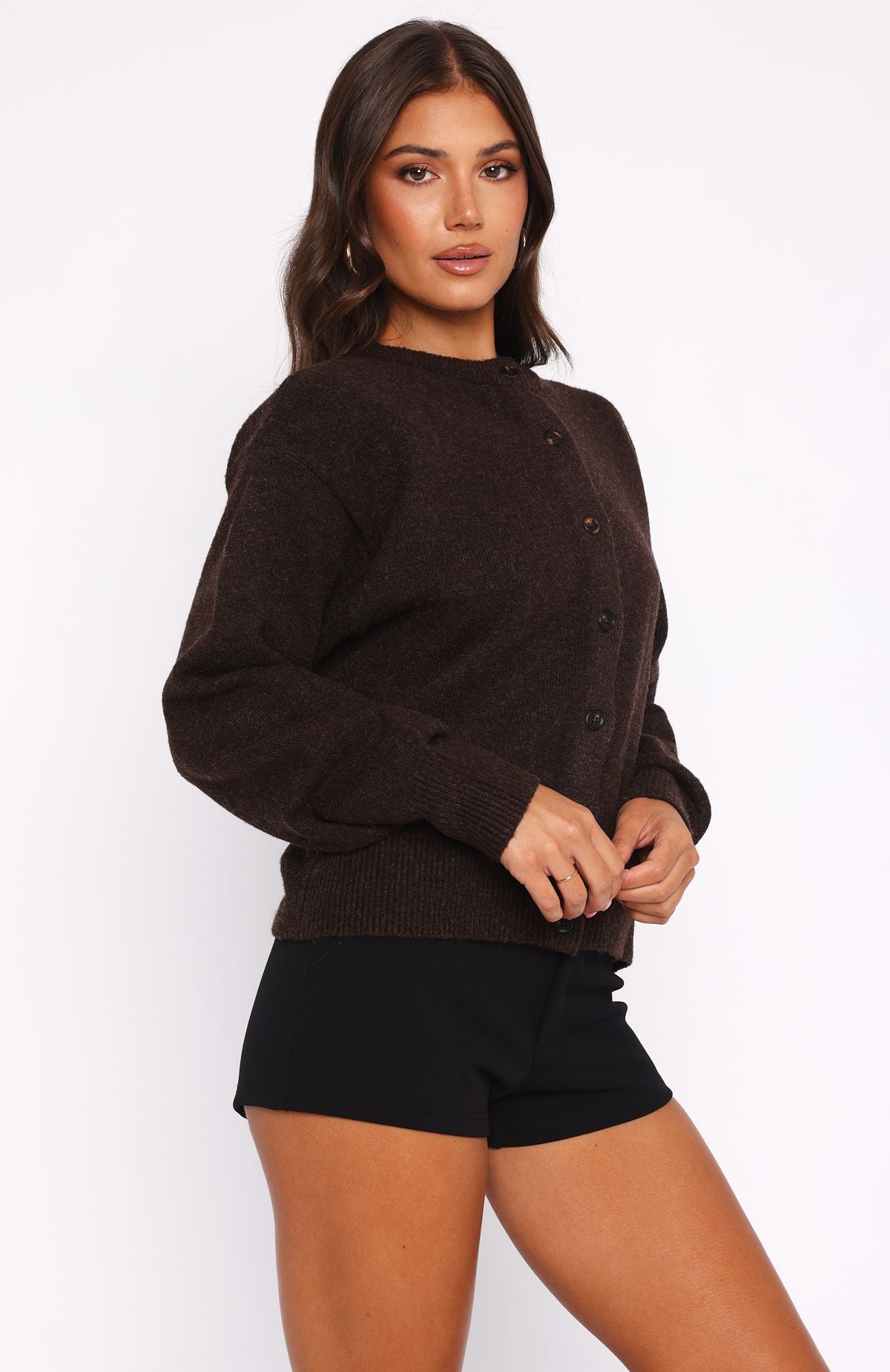 Helping Hand Knit Cardigan Dark Chocolate - Image 4