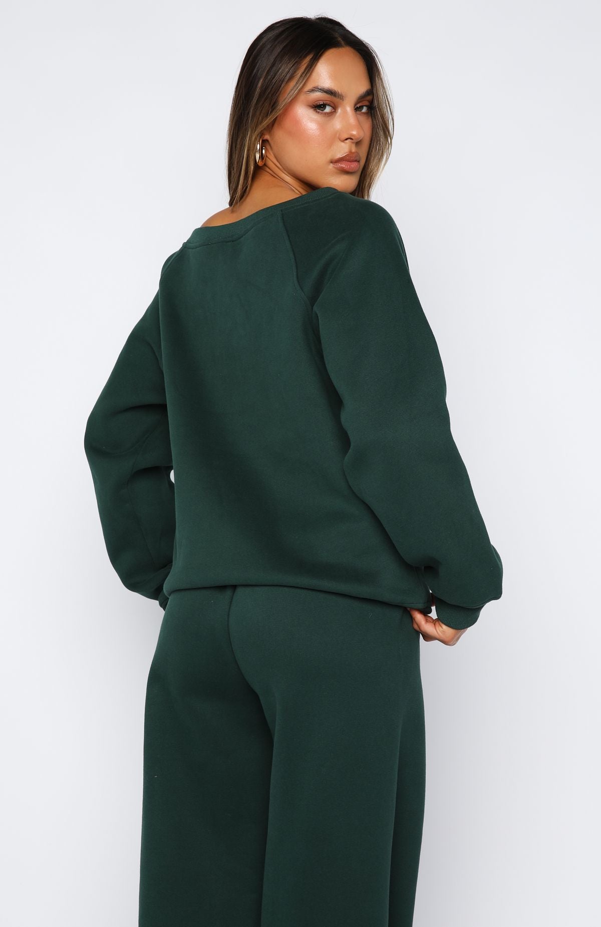 Brand New Start Off Shoulder Sweater Forest Green - Image 4