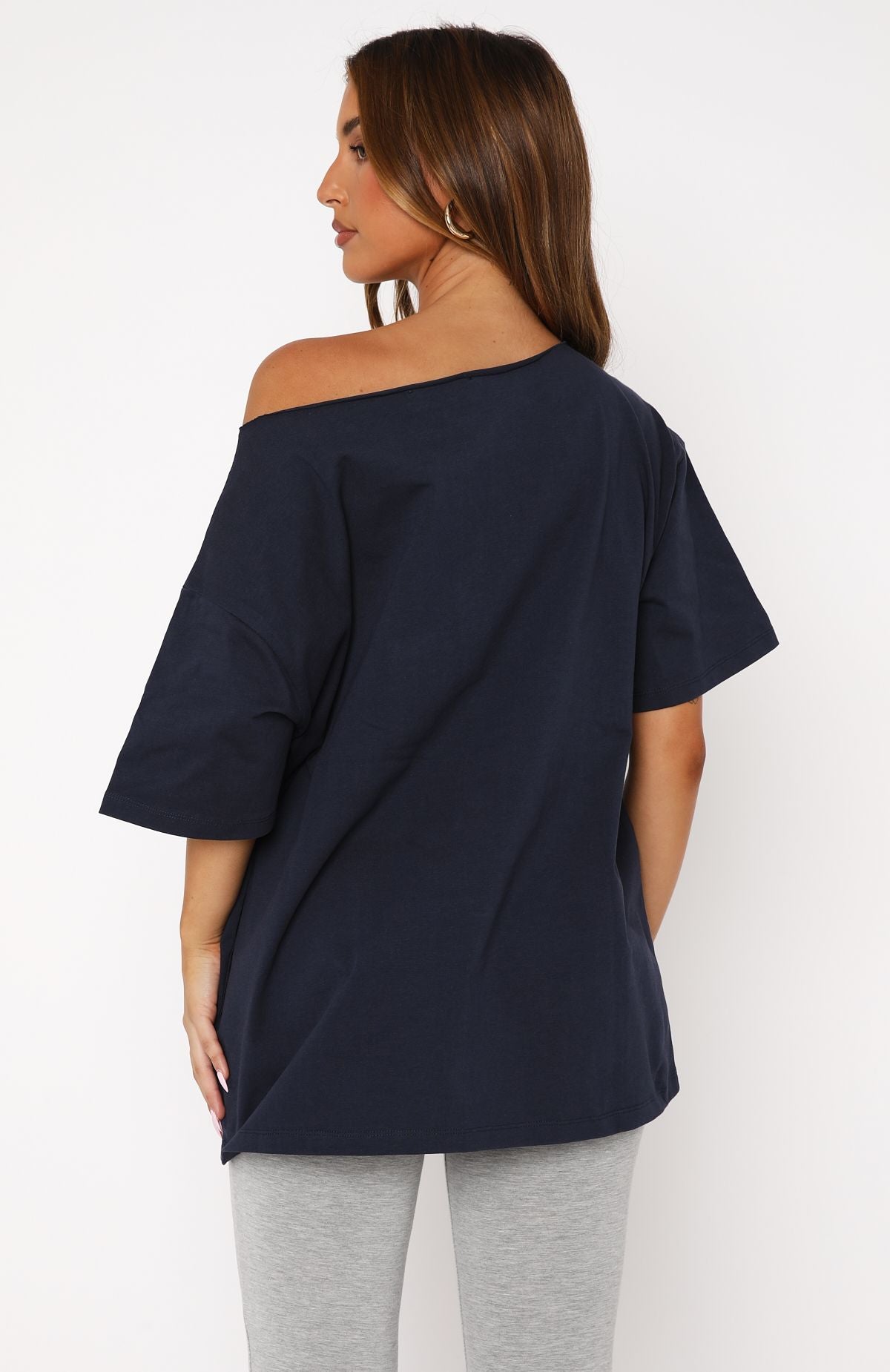 Your Favourite View Off Shoulder Oversized Tee Navy - Image 4
