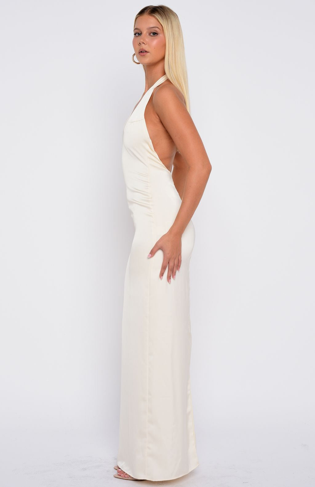 Night-Time Madness Halter Maxi Dress Oyster - Image 3