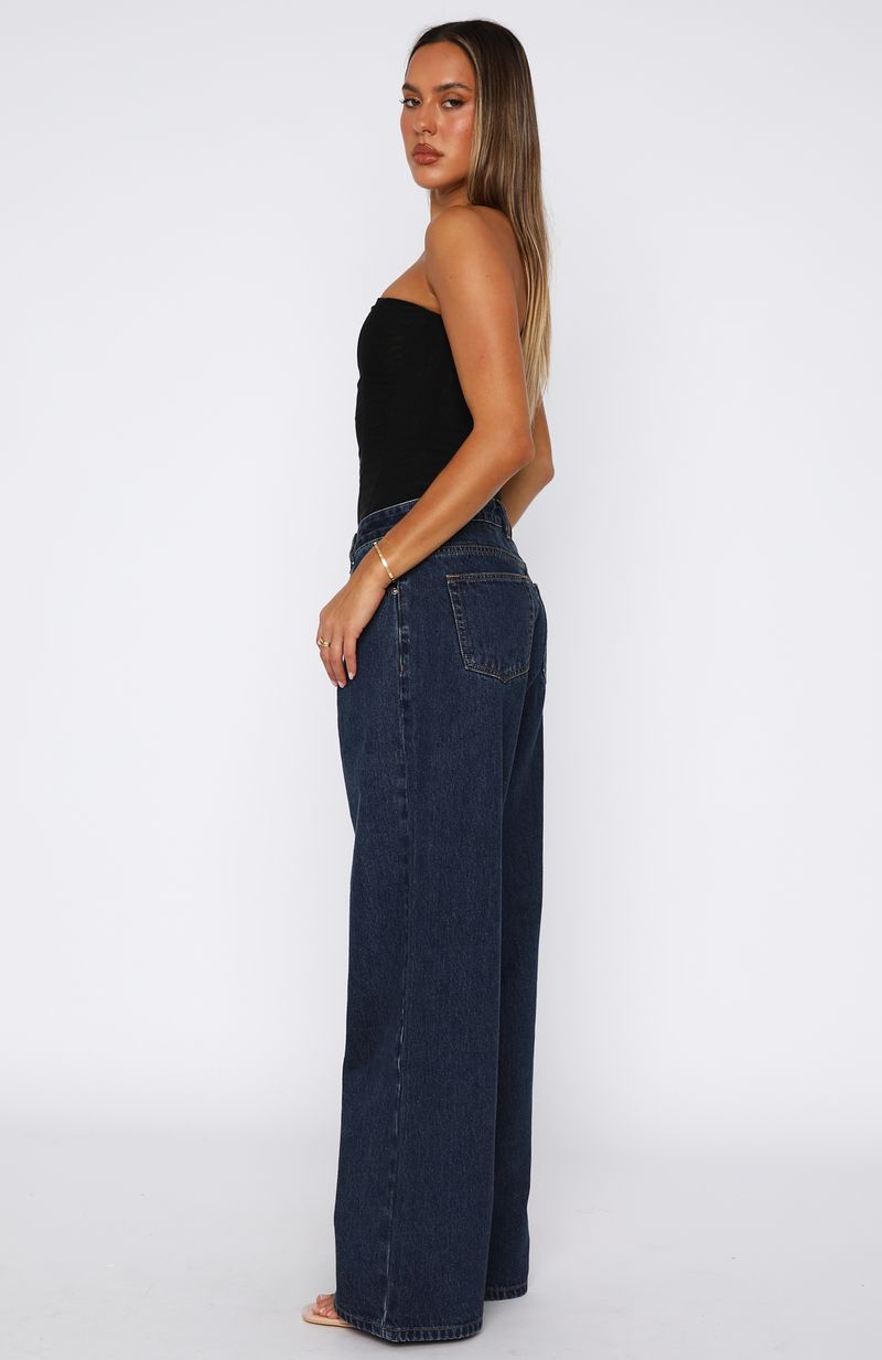 Maeve Low Rise Wide Leg Jeans Dark Blue - Image 3