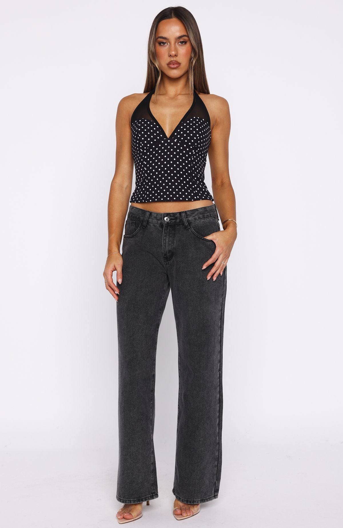 Just Your Type Bustier Black/White Polka Dot - Image 5