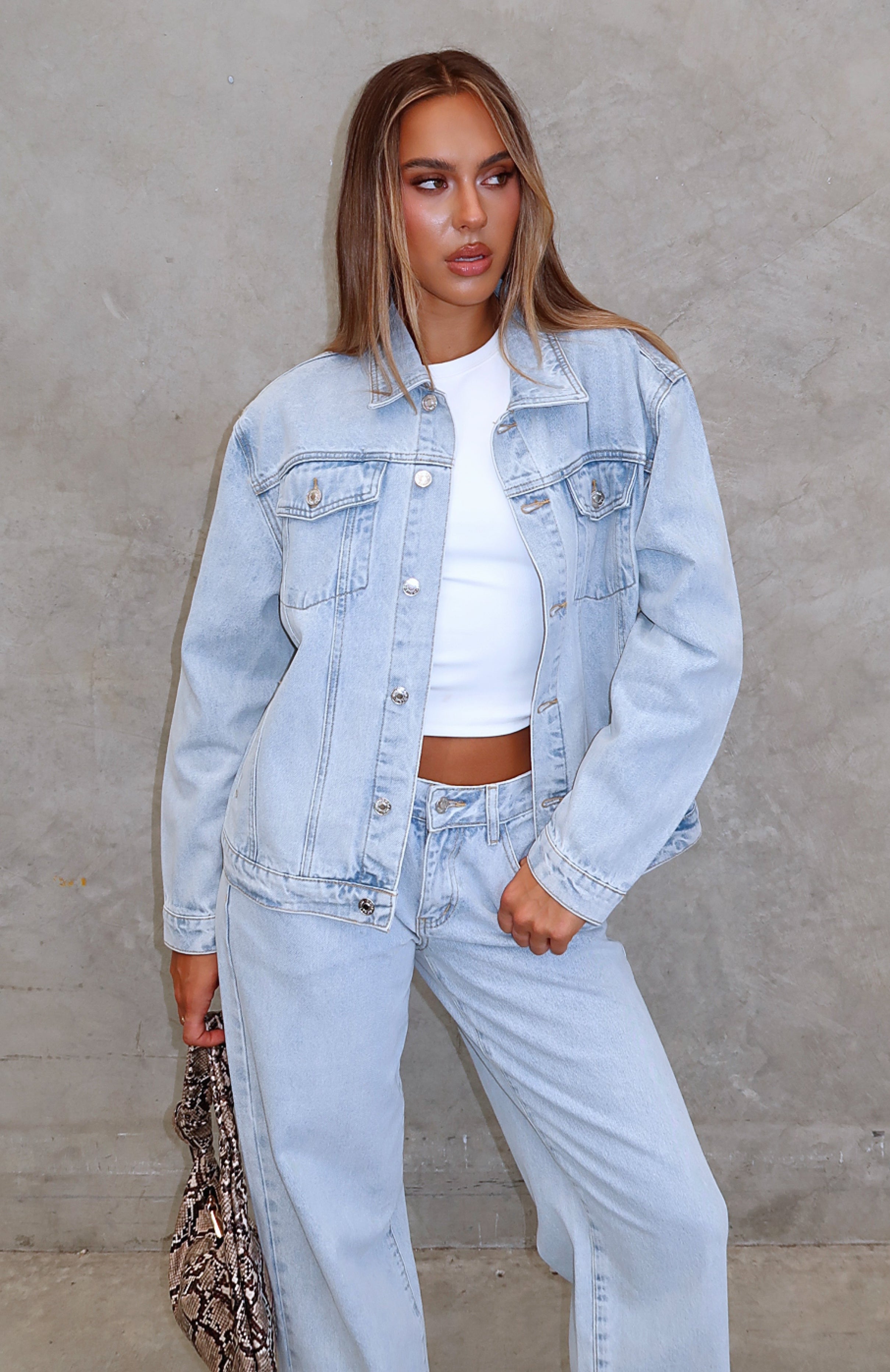 Adriana Oversized Denim Jacket Glacier Blue