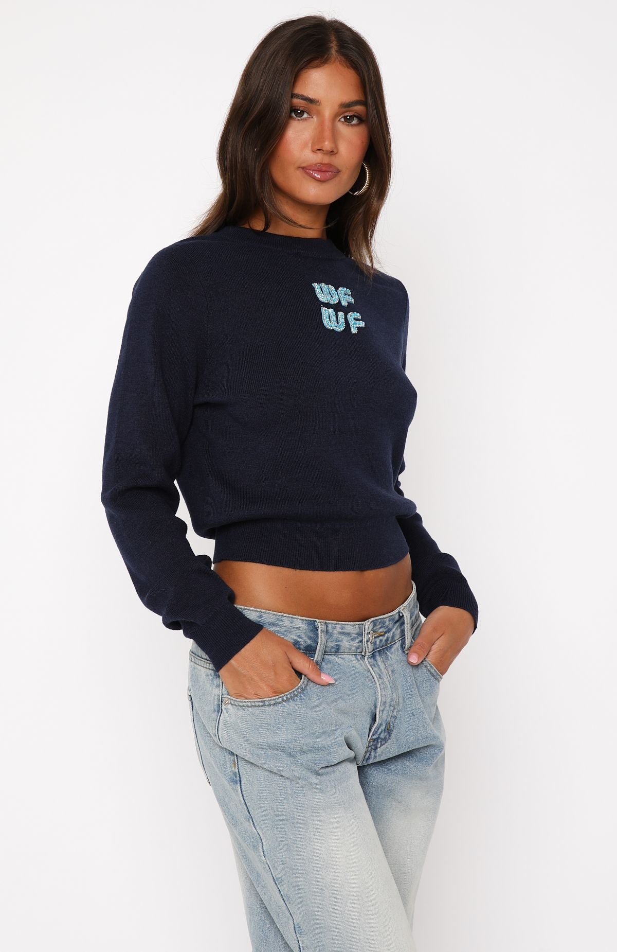 Designer Girl Knit Sweater Navy - Image 3