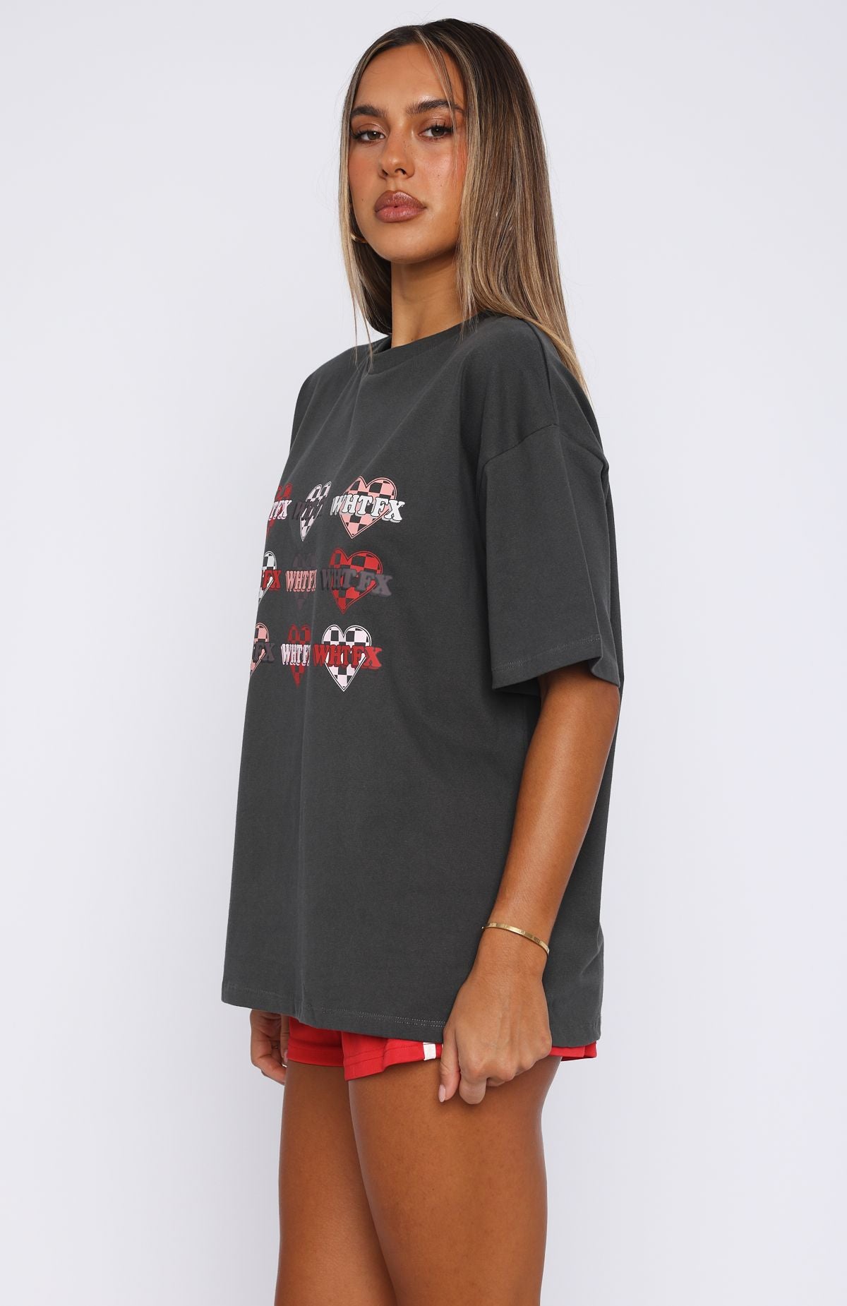 She's Too Nice Oversized Tee Charcoal - Image 3