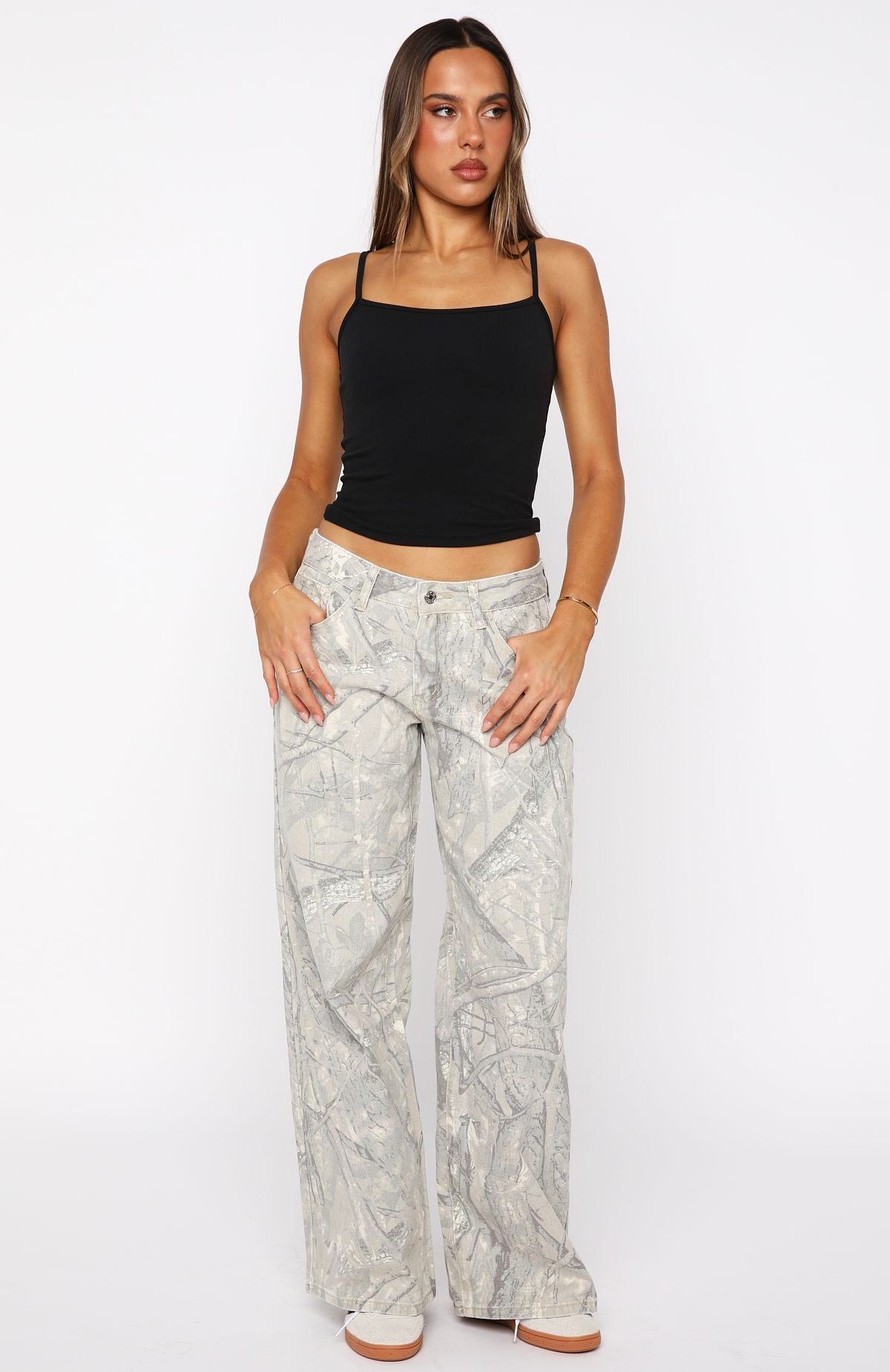 Maeve Low Rise Wide Leg Jeans Sand Camouflage - Image 2