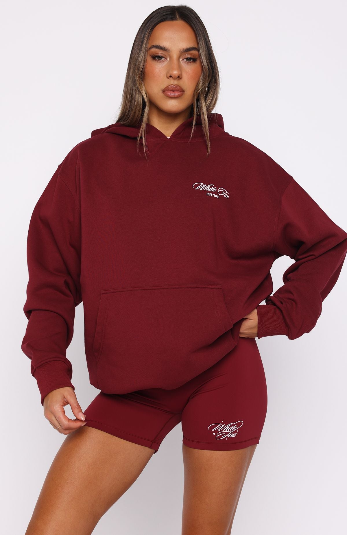 Love You Regardless Oversized Hoodie Burgundy - Image 2