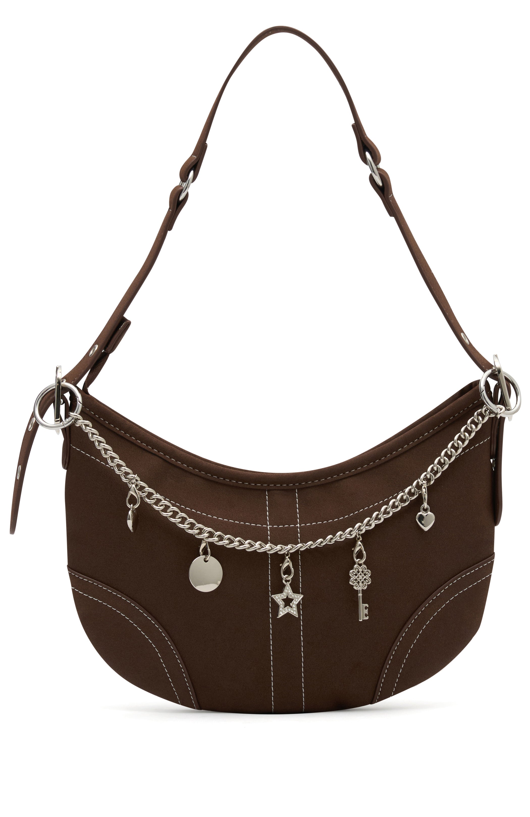 Caroline Shoulder Bag Chocolate Faux Suede - Image 2
