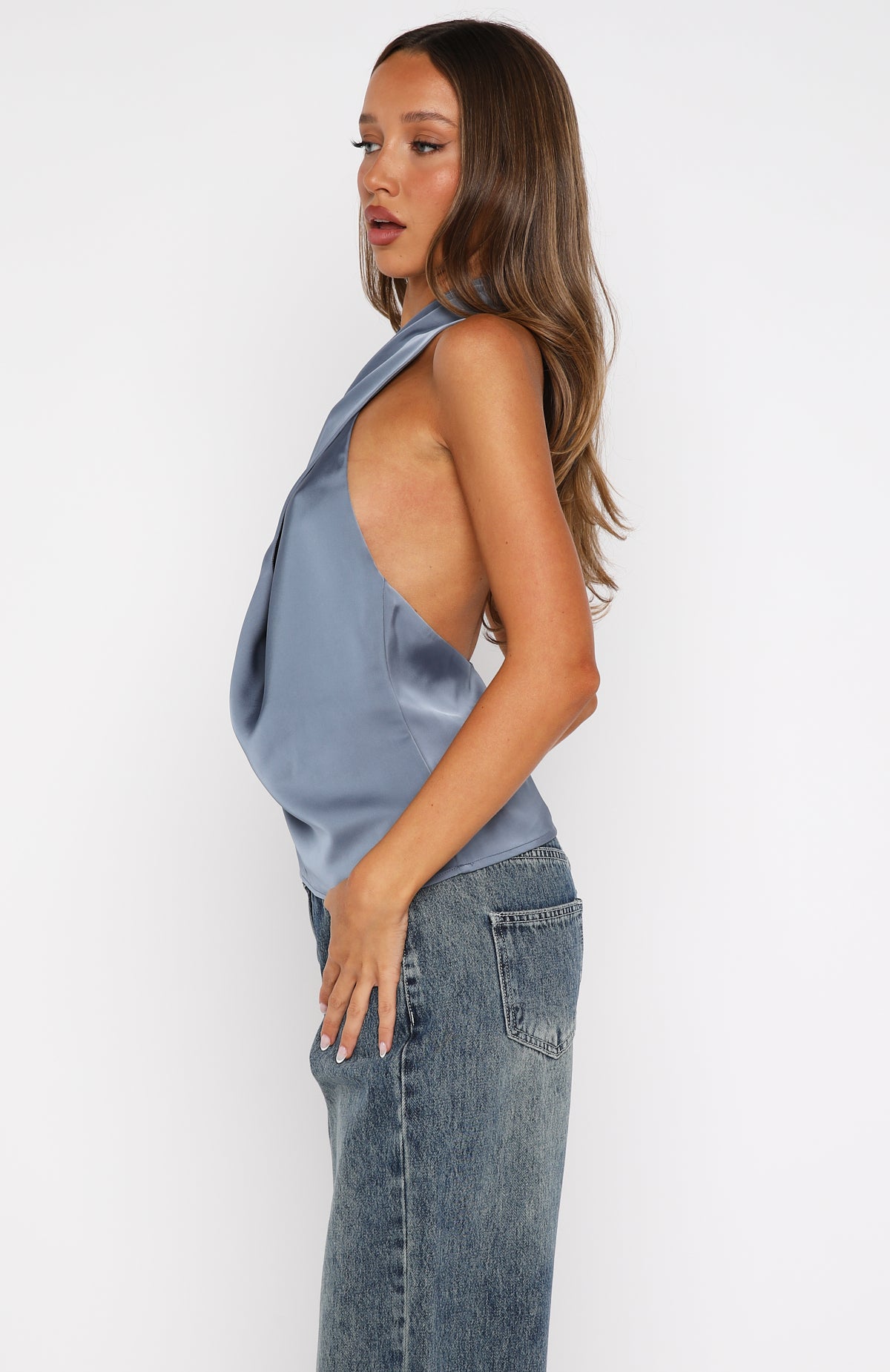 Tell Me It's Nothing Halter Top Slate Grey - Image 4
