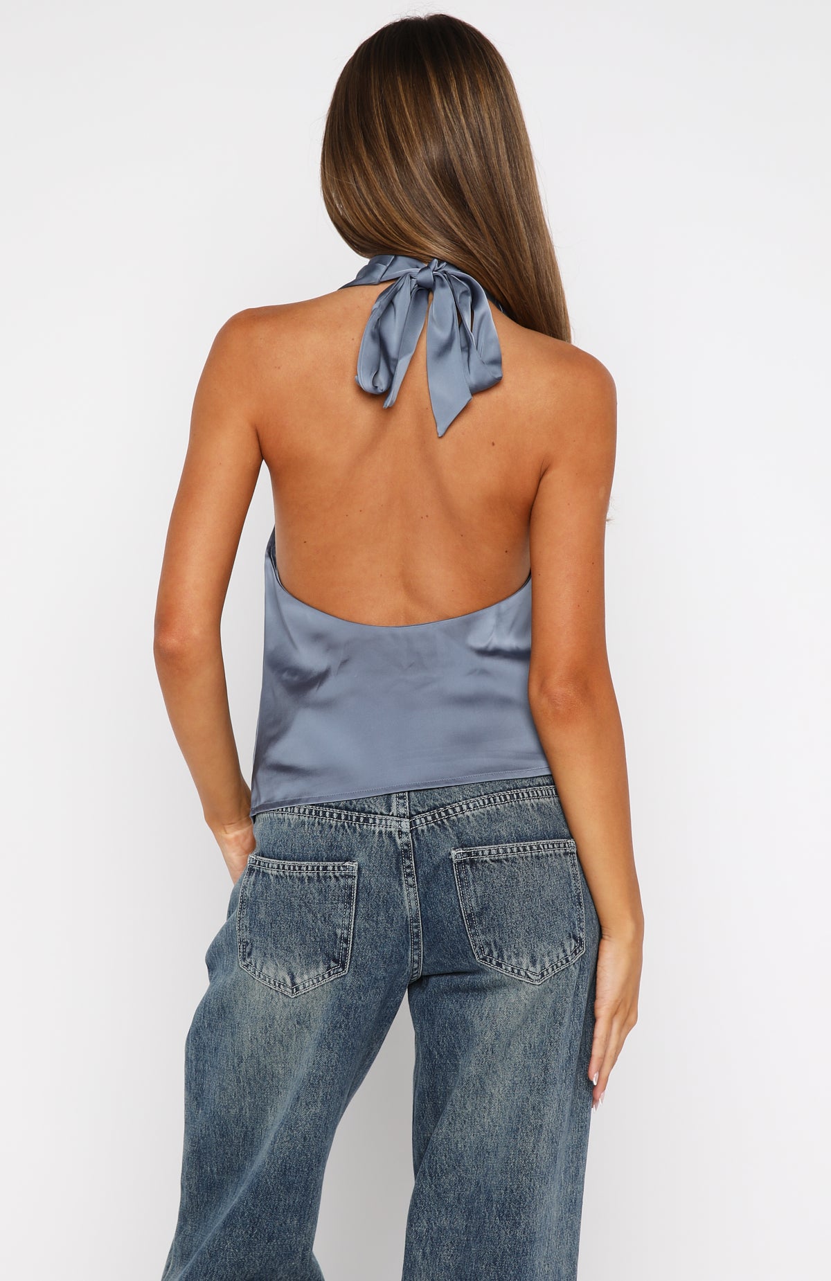 Tell Me It's Nothing Halter Top Slate Grey - Image 5