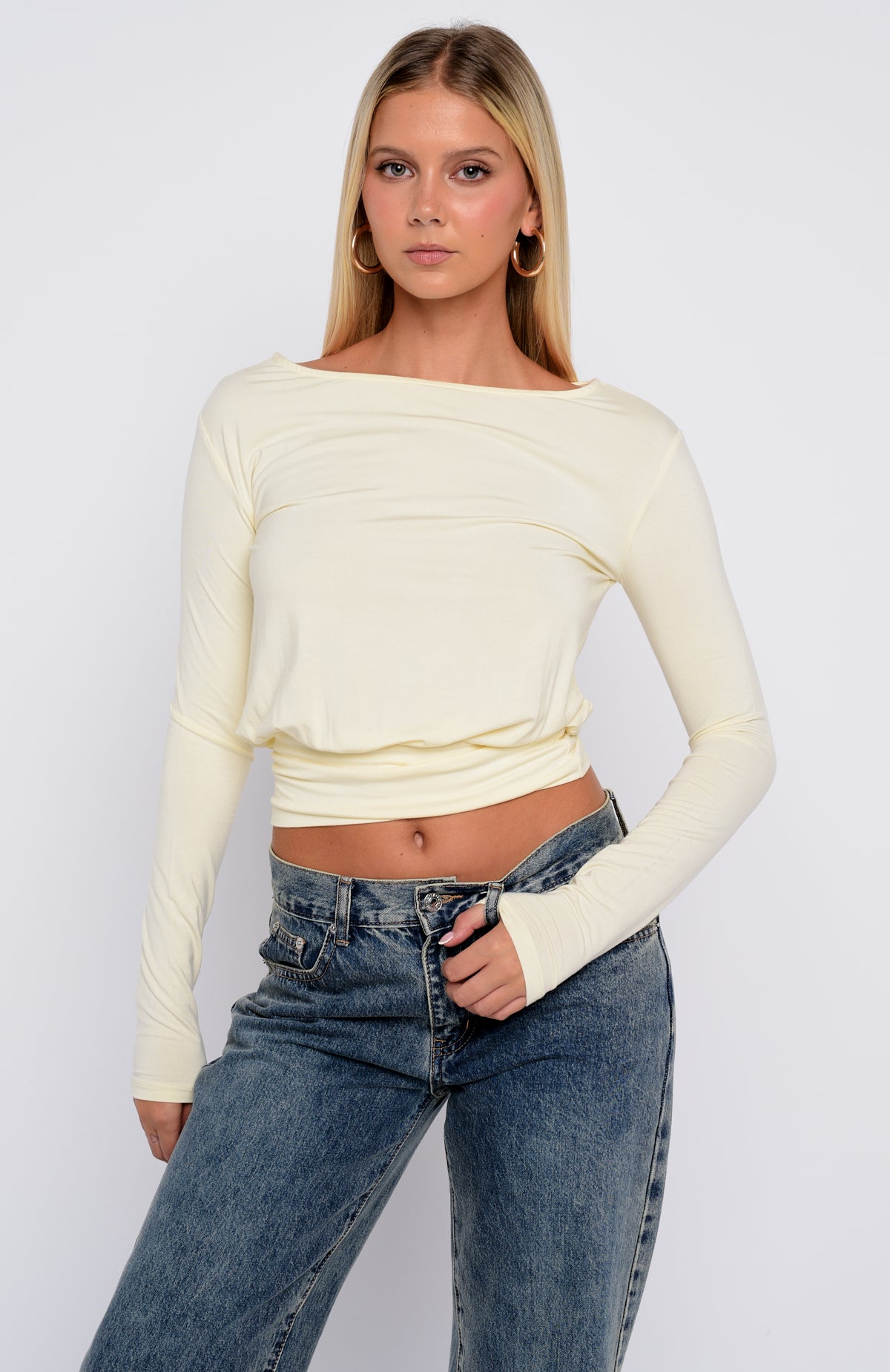Love On Lock Long Sleeve Top Cream - Image 2