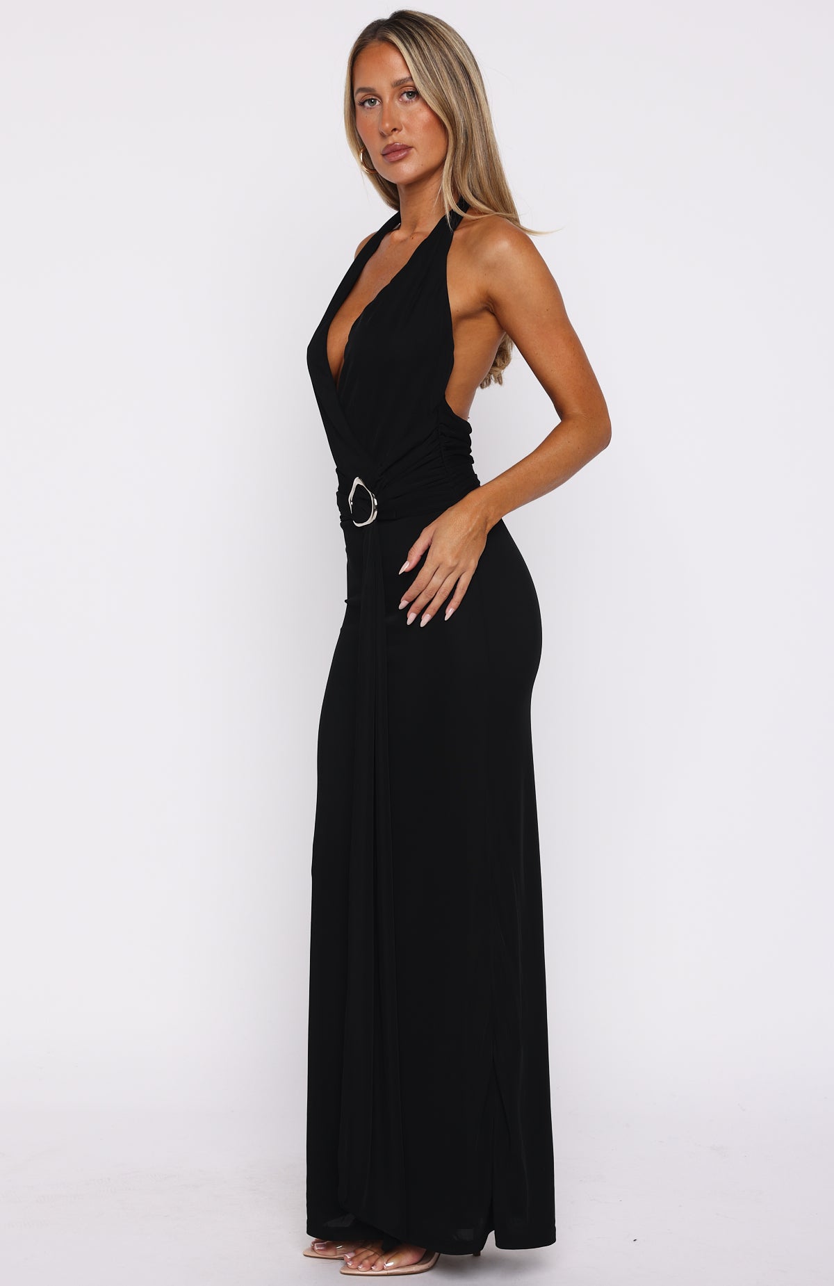 Too Hot For You Halter Maxi Dress Black - Image 4