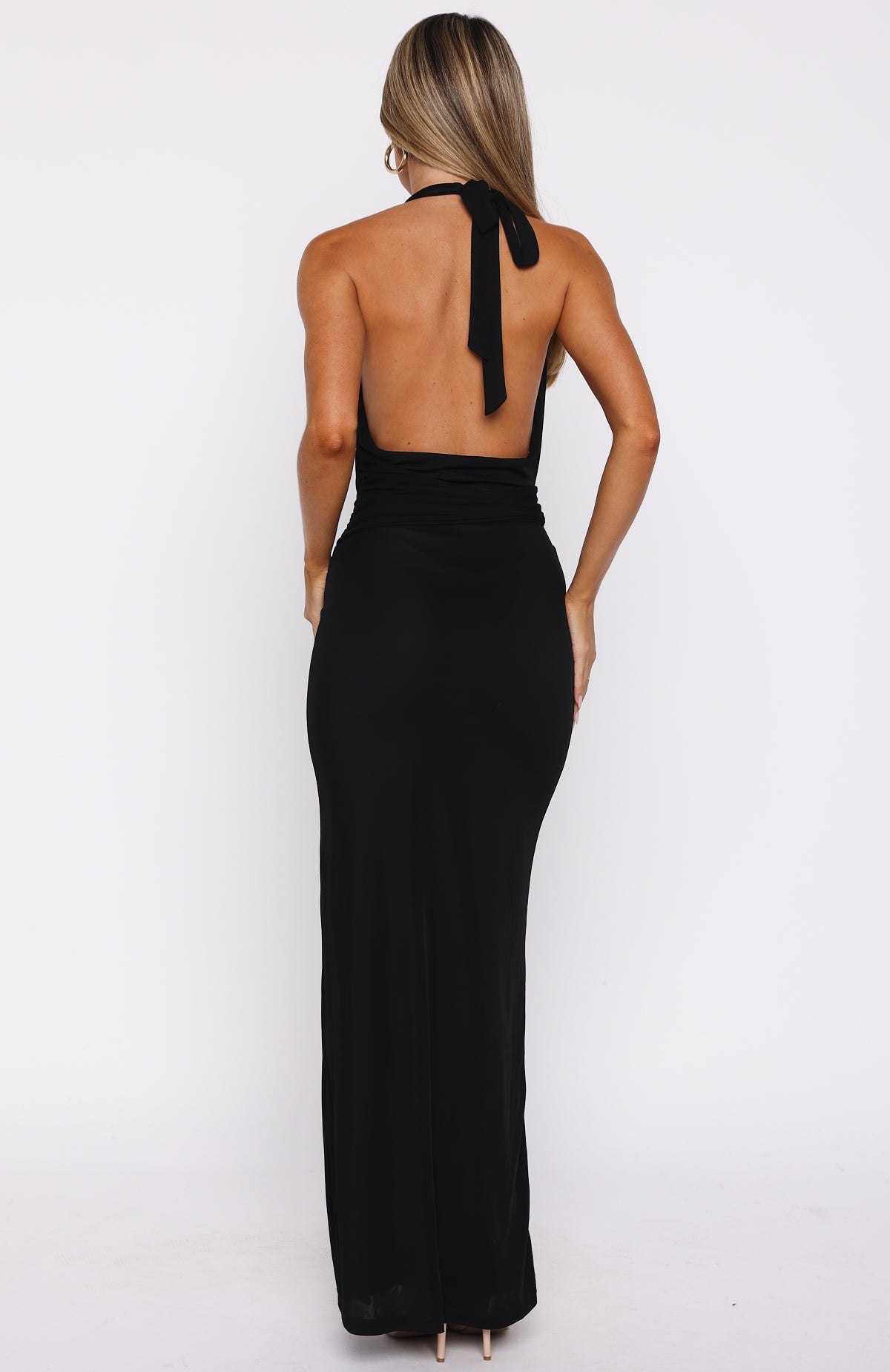 Too Hot For You Halter Maxi Dress Black - Image 5