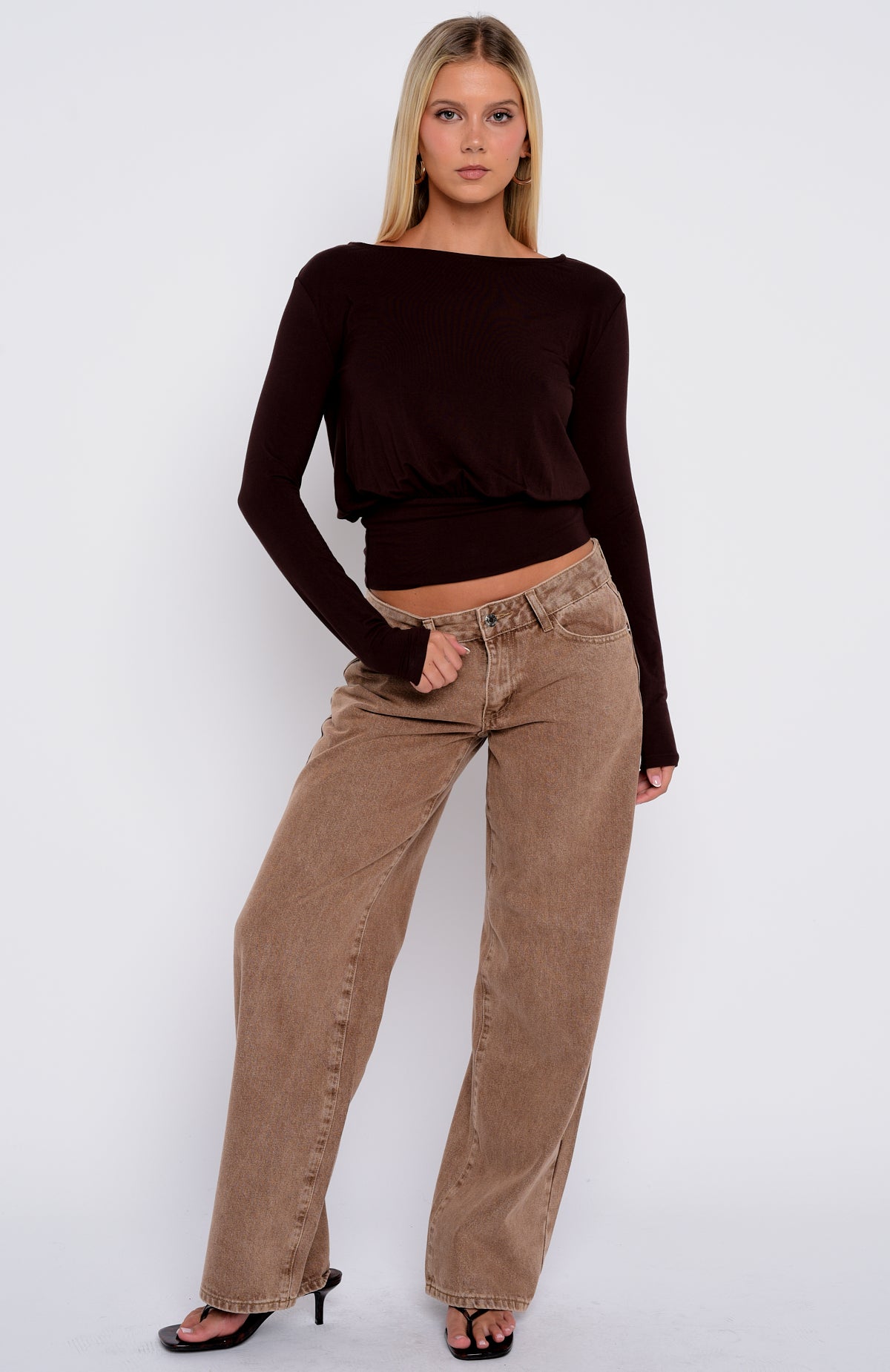 Love On Lock Long Sleeve Top Chocolate - Image 5