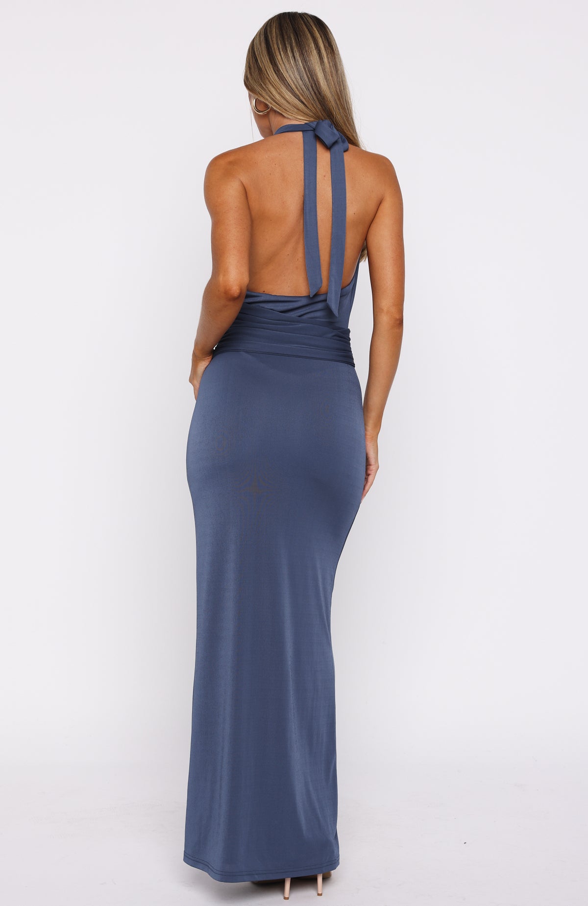 Too Hot For You Halter Maxi Dress Steel - Image 5