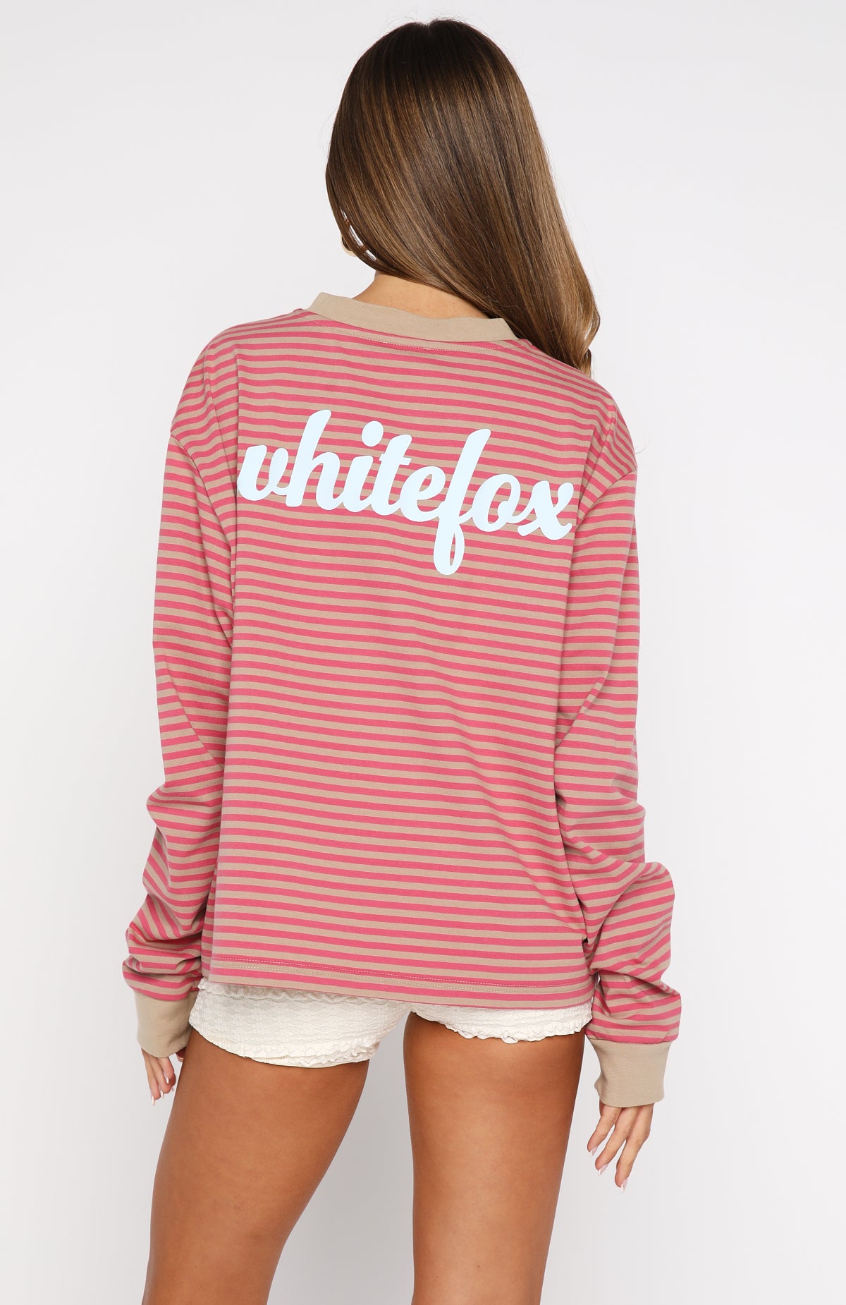 Catch The Drift Long Sleeve Tee Pink/Stone Stripe - Image 5
