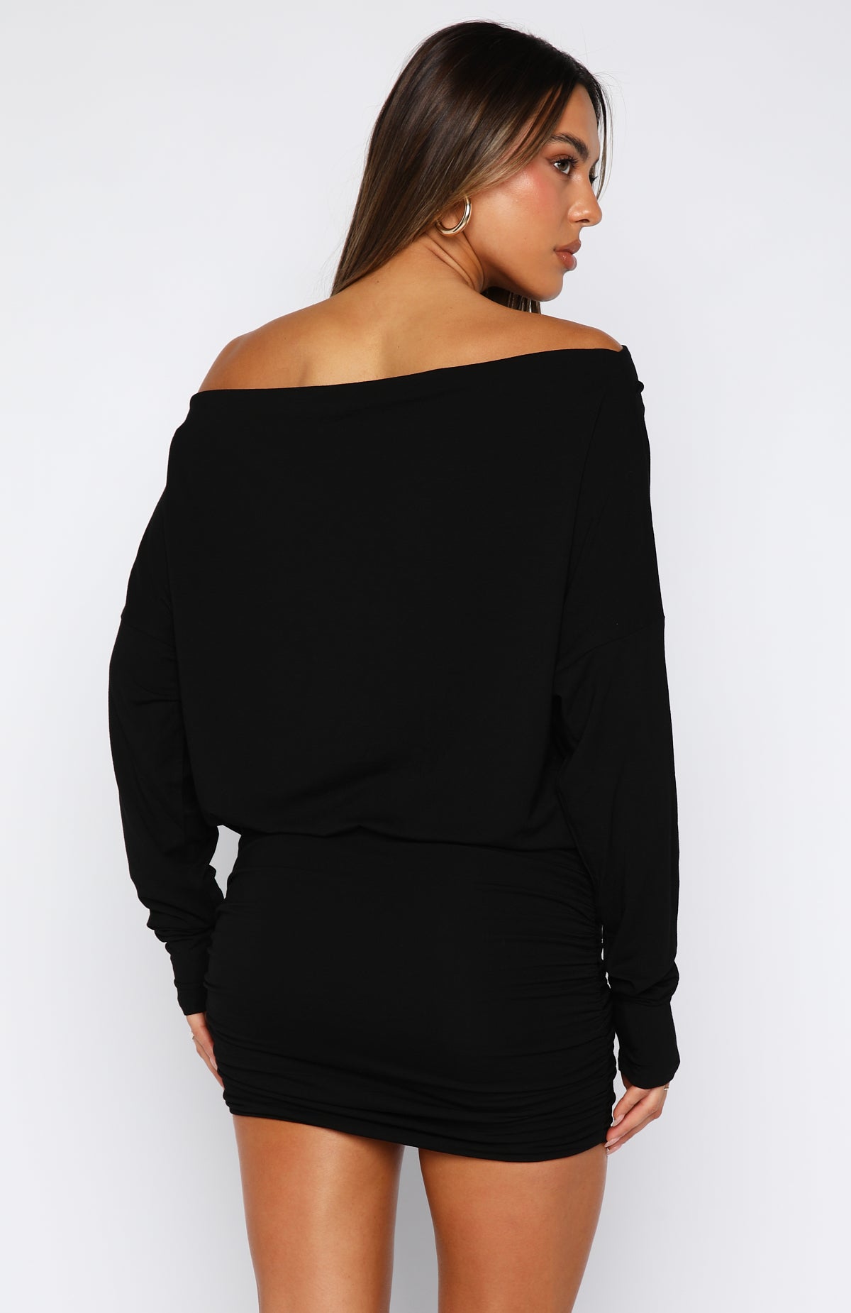 Take Your Turn Long Sleeve Mini Dress Black - Image 5