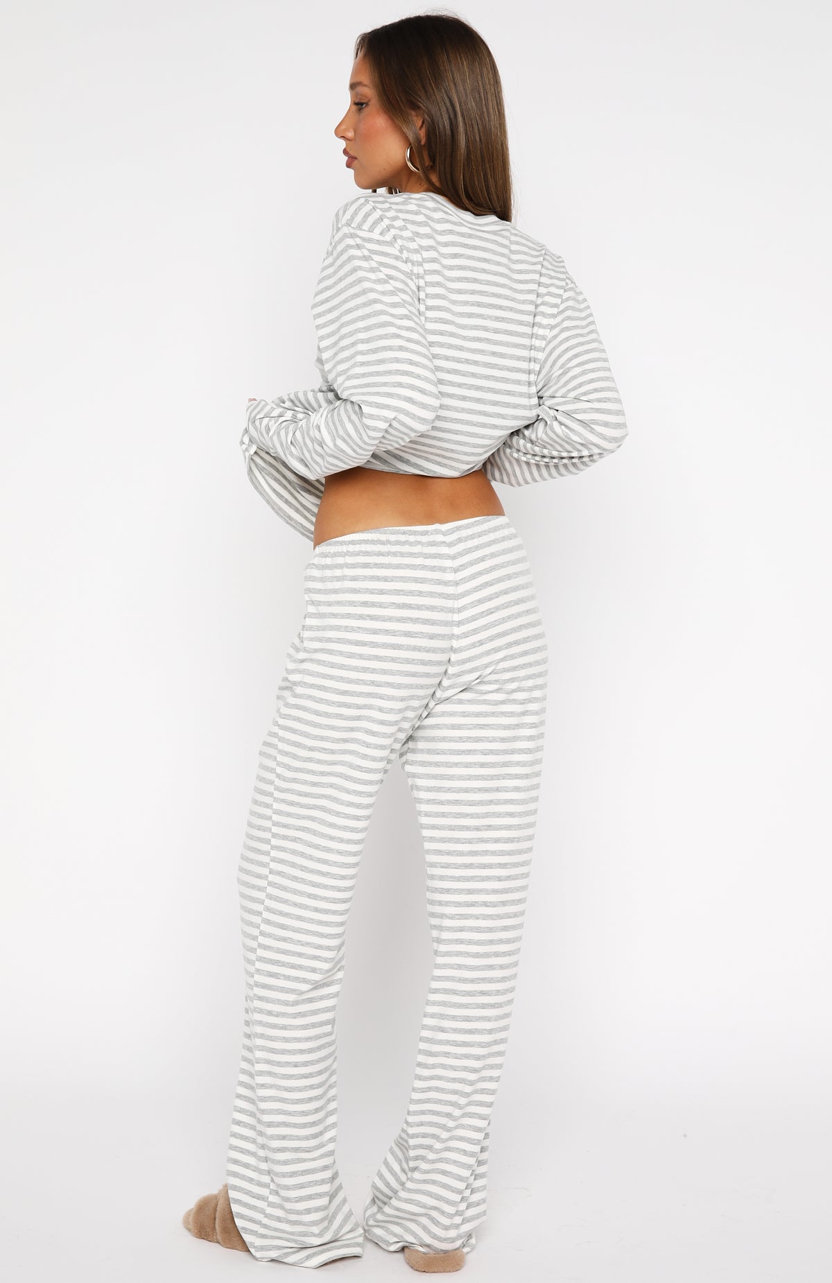 Slow Life Pyjama Pants Grey/White Stripe - Image 5