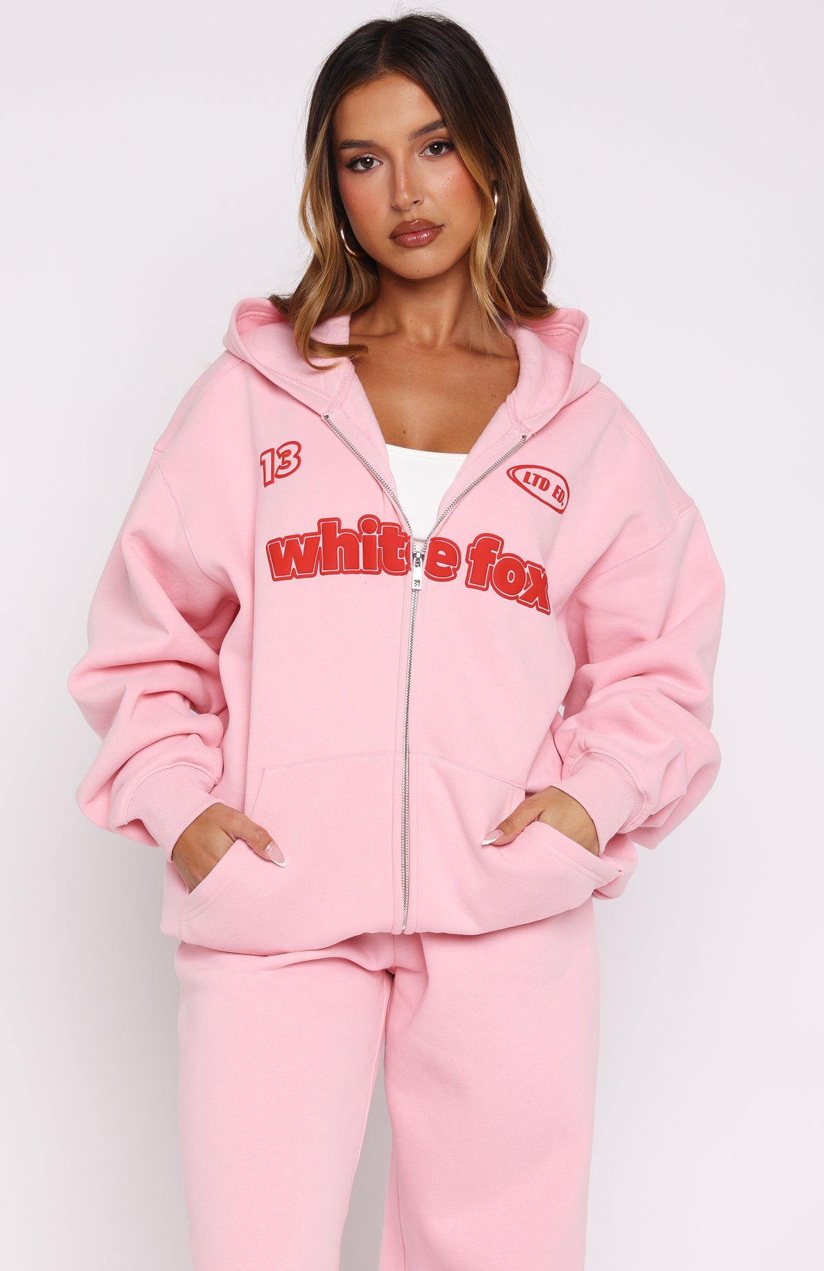 Ready To Go Zip Front Hoodie Pink - Image 2