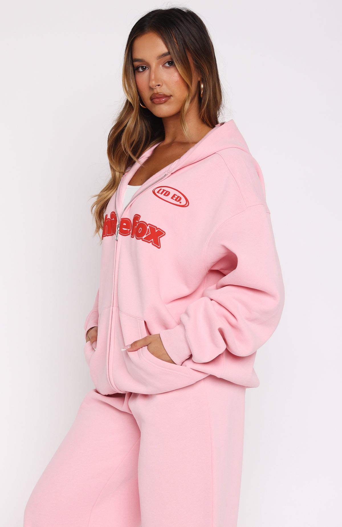 Ready To Go Zip Front Hoodie Pink - Image 3