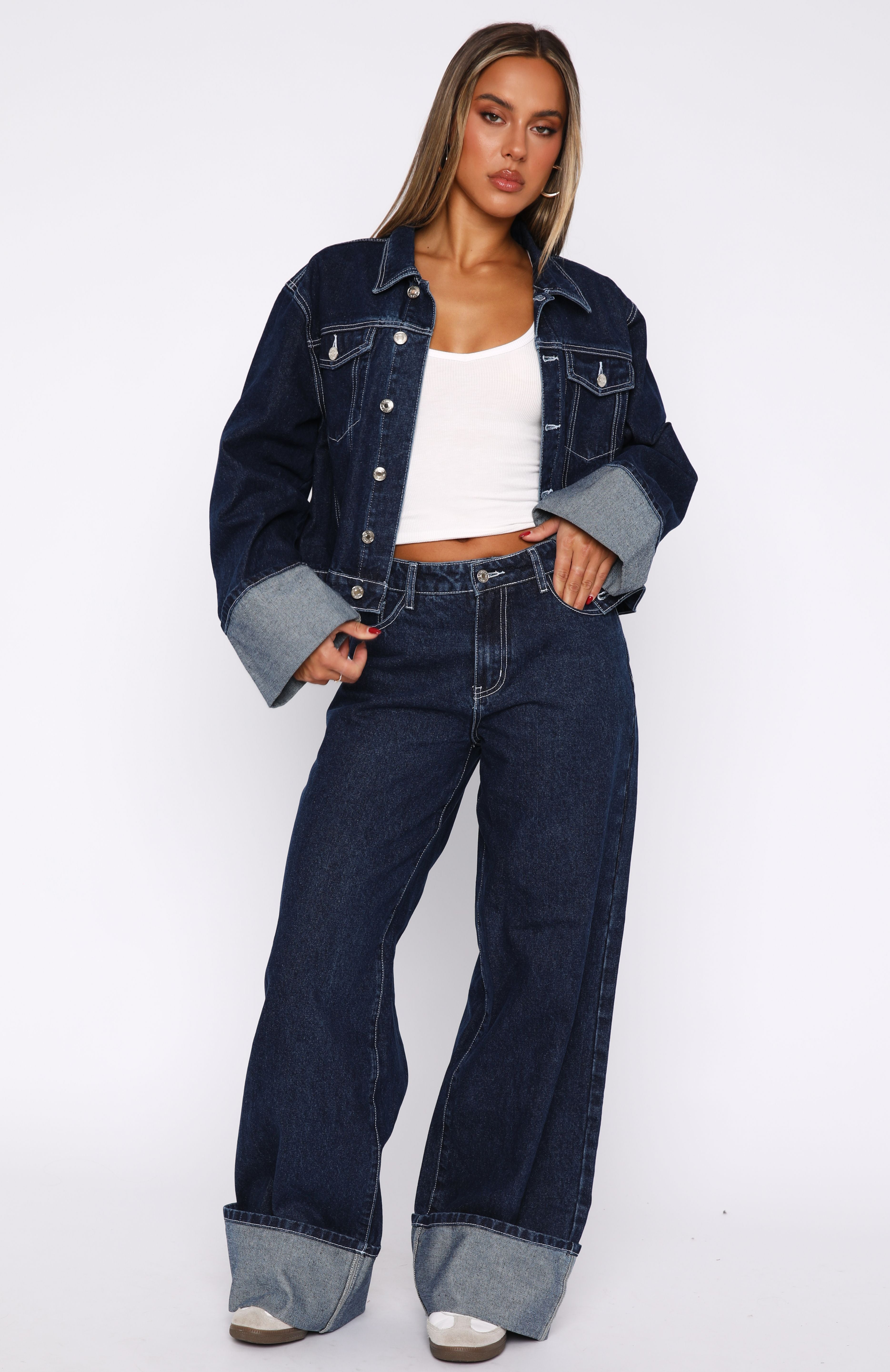 Charlotte Mid Rise Wide Leg Jeans Dark Indigo - Image 5