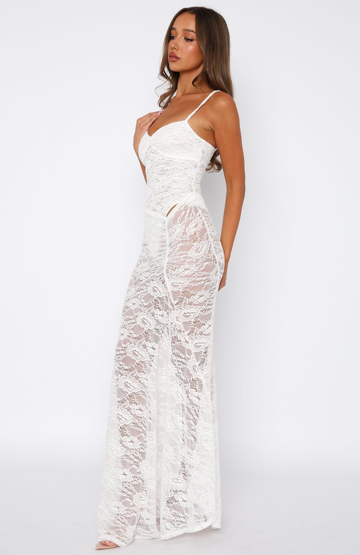 Tell Me I'm Pretty Lace Maxi Dress White - Image 3