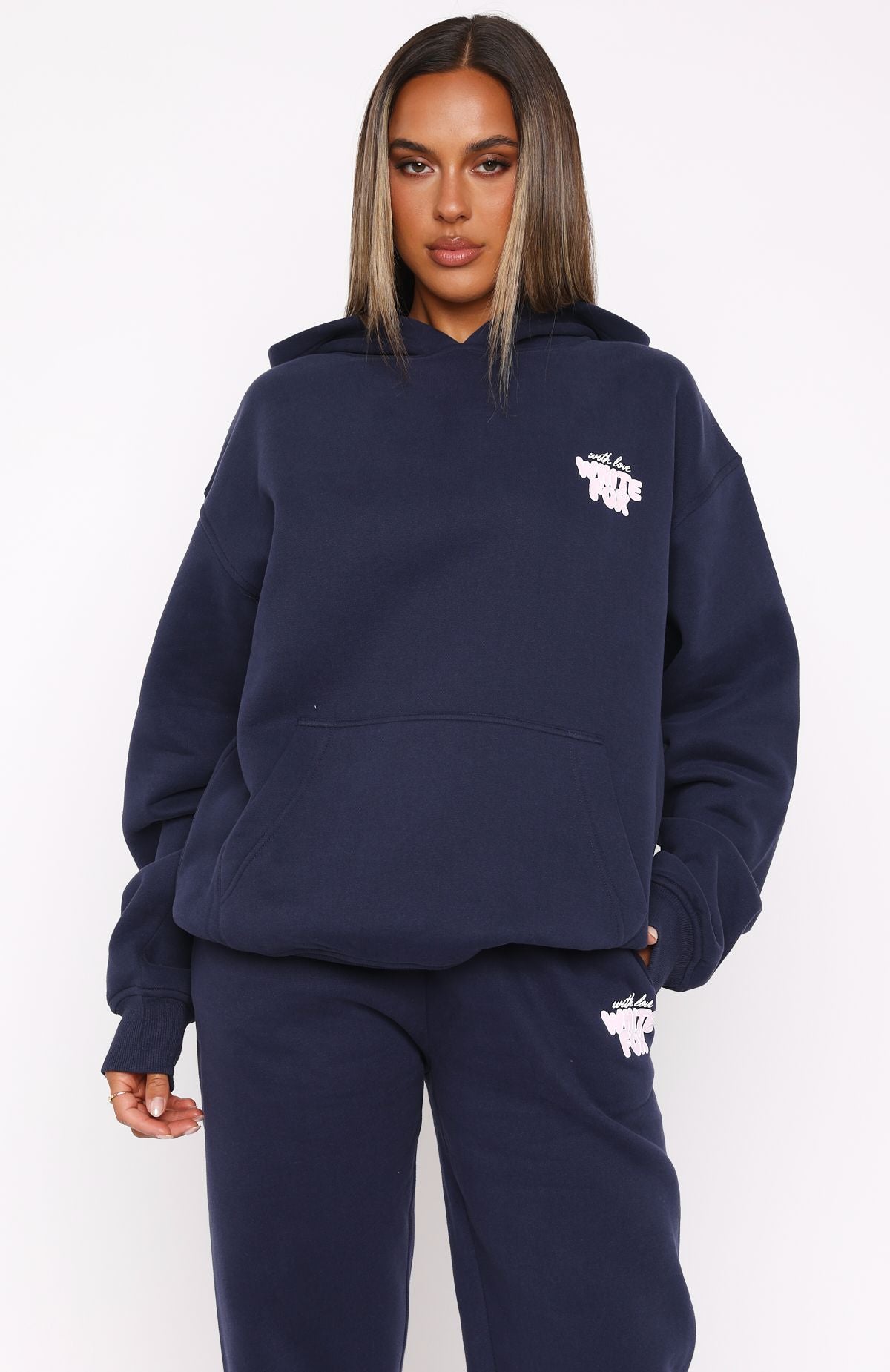 With Love Always Oversized Hoodie Navy - Image 3