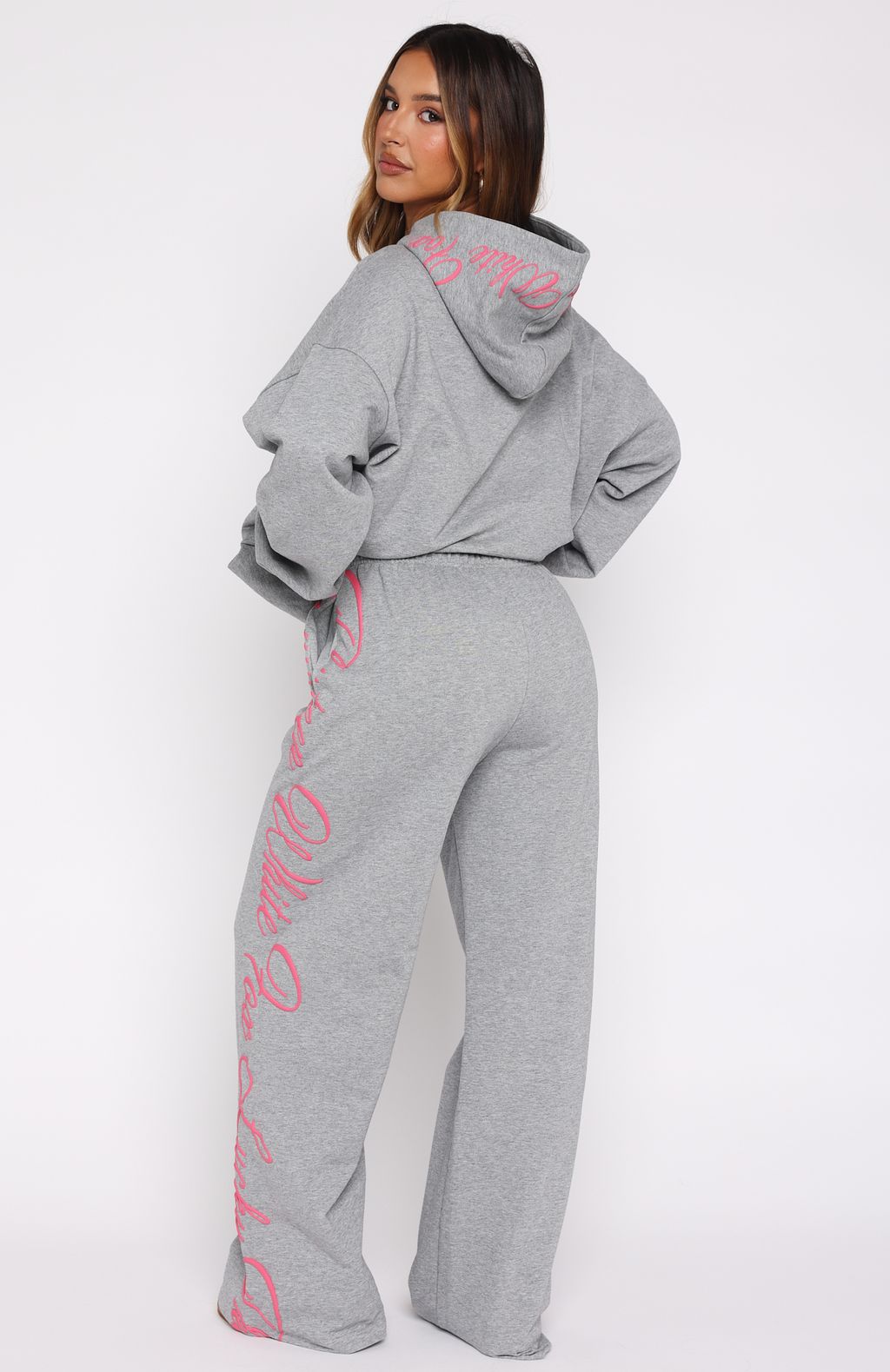Lucky Thirteen Shaya Wide Leg Sweatpants Dark Grey Marle - Image 4