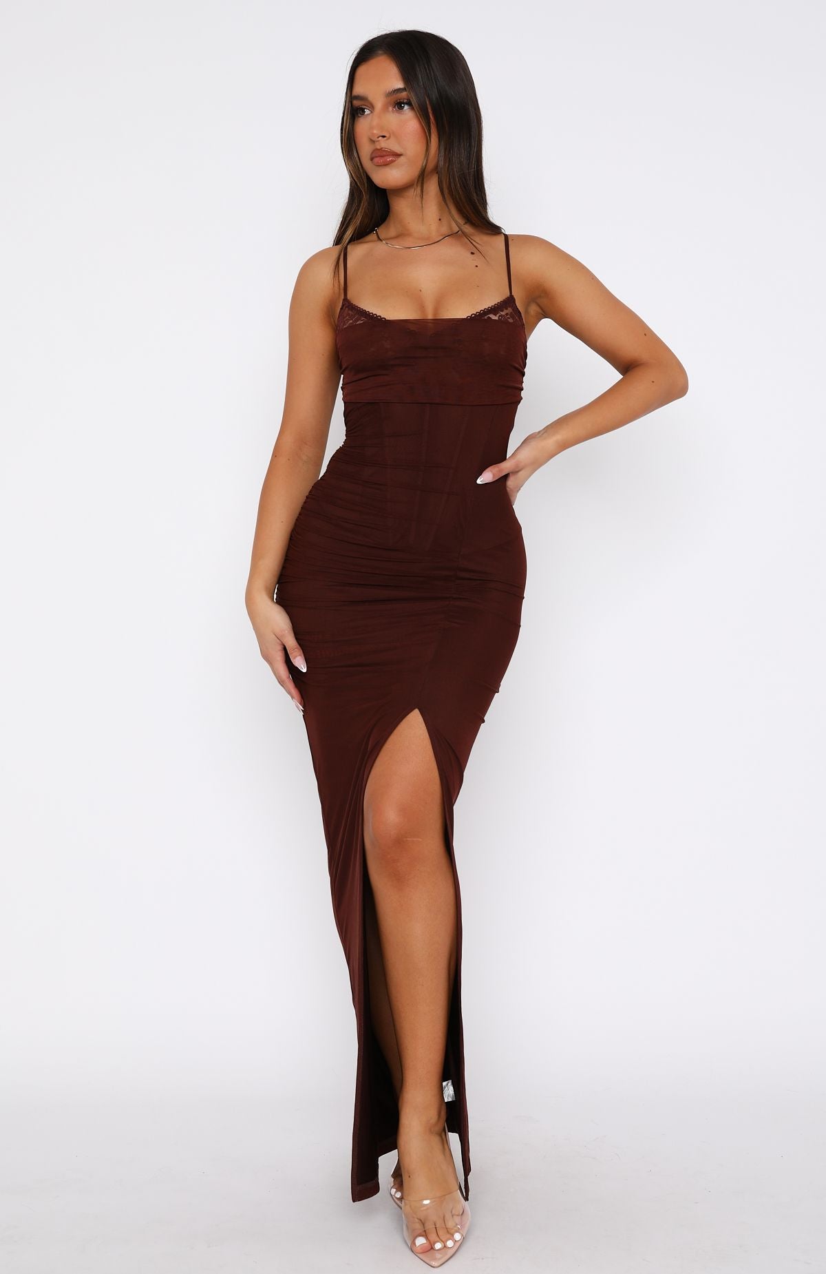 Just Be Friends Maxi Dress Chocolate - Image 2