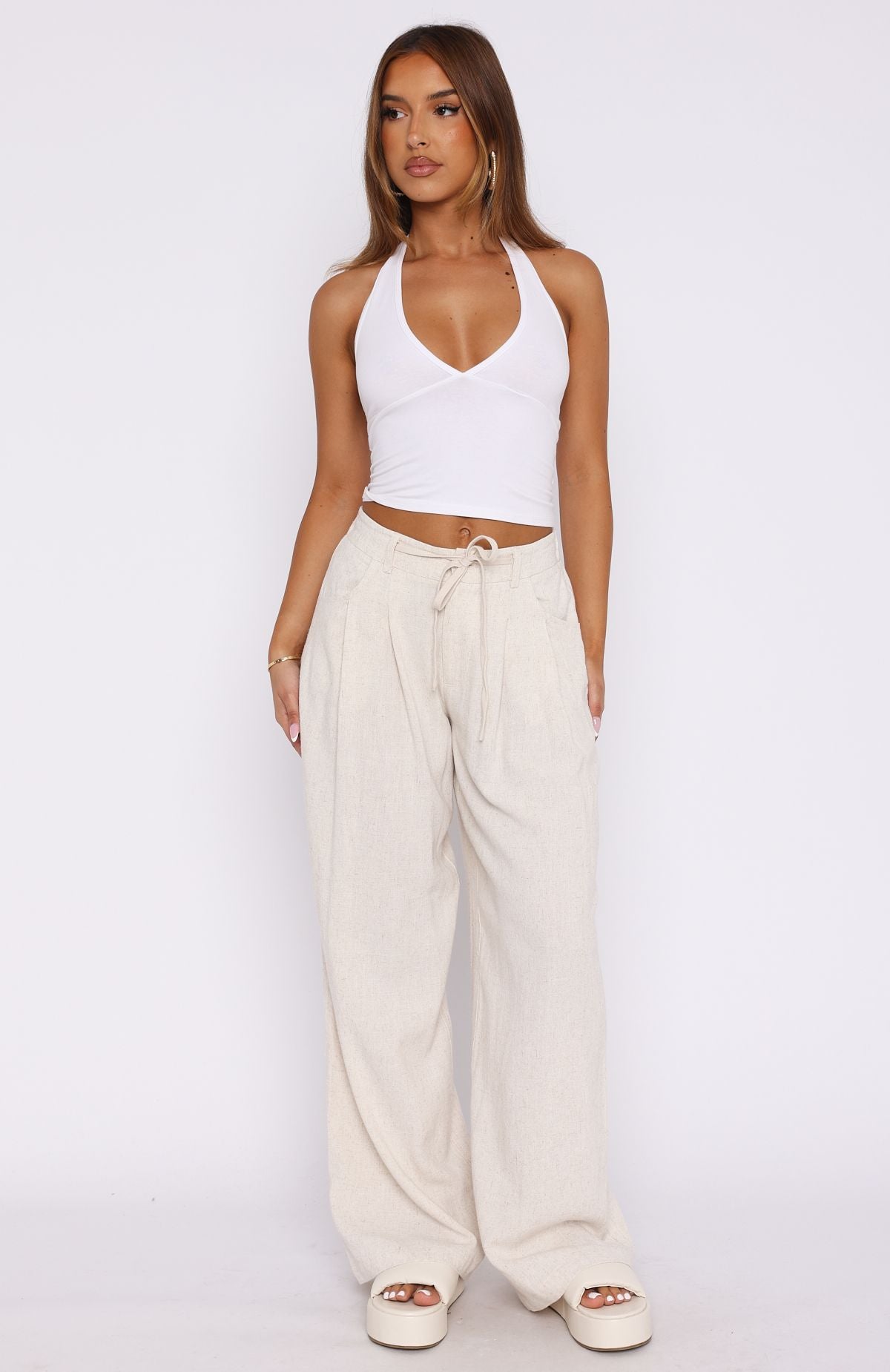 Hiding Out Wide Leg Pants Oat - Image 2