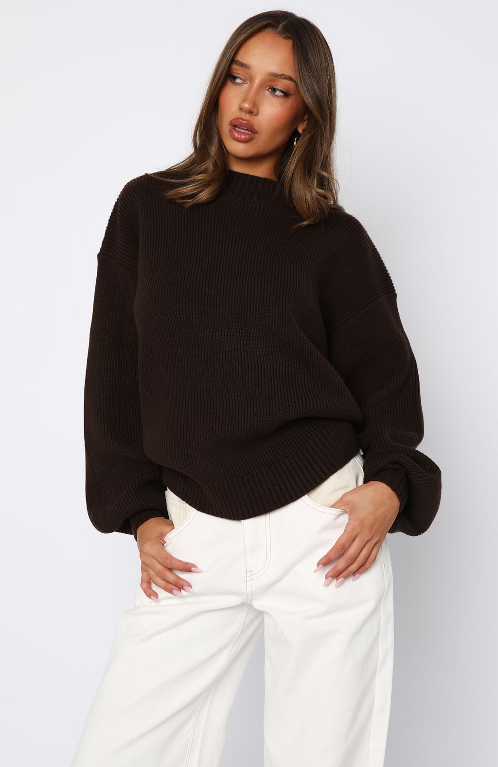 Keep It Classic Knit Sweater Chocolate - Image 2