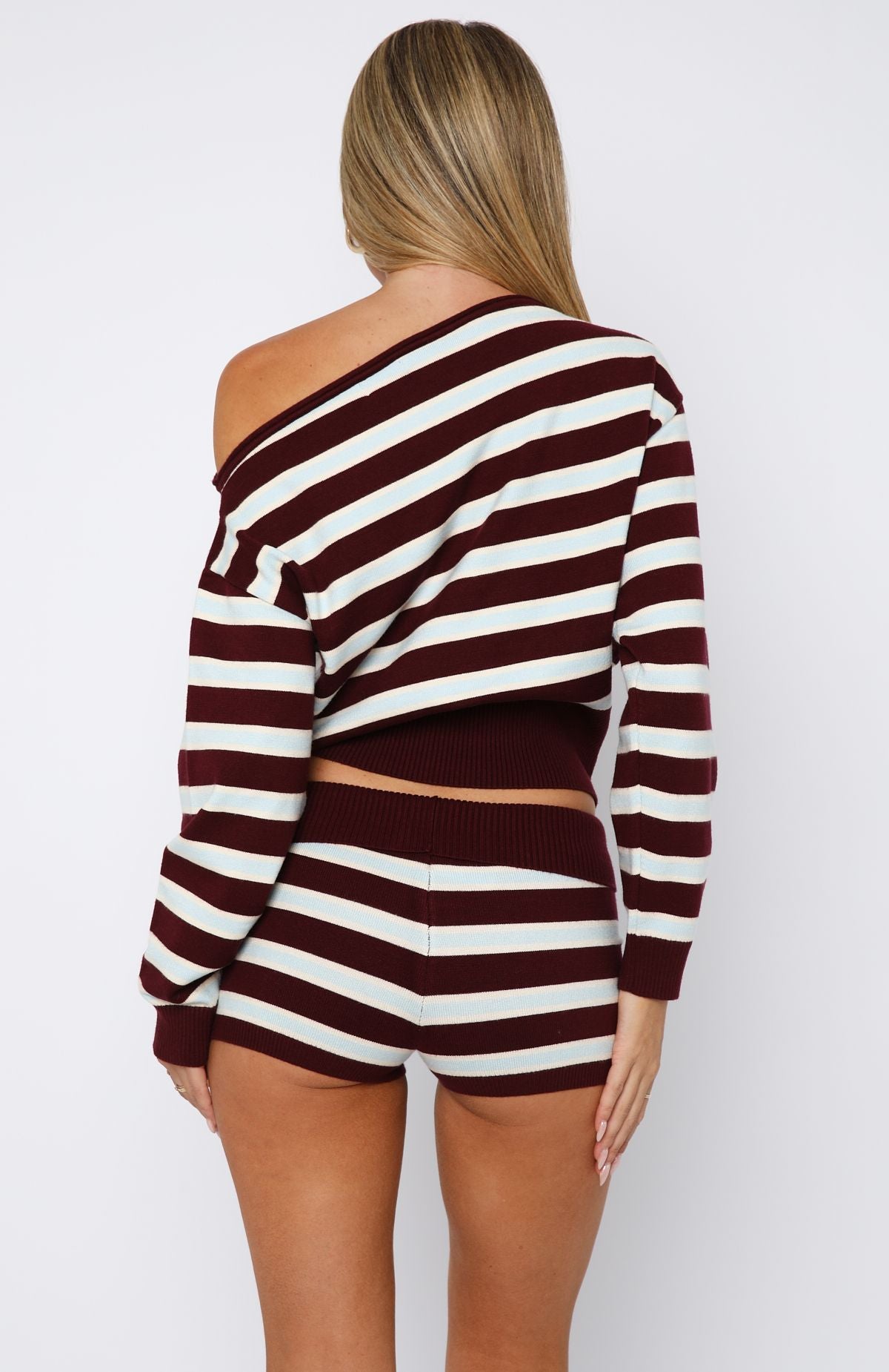 Everything To Everybody Sweater Burgundy Stripe - Image 4