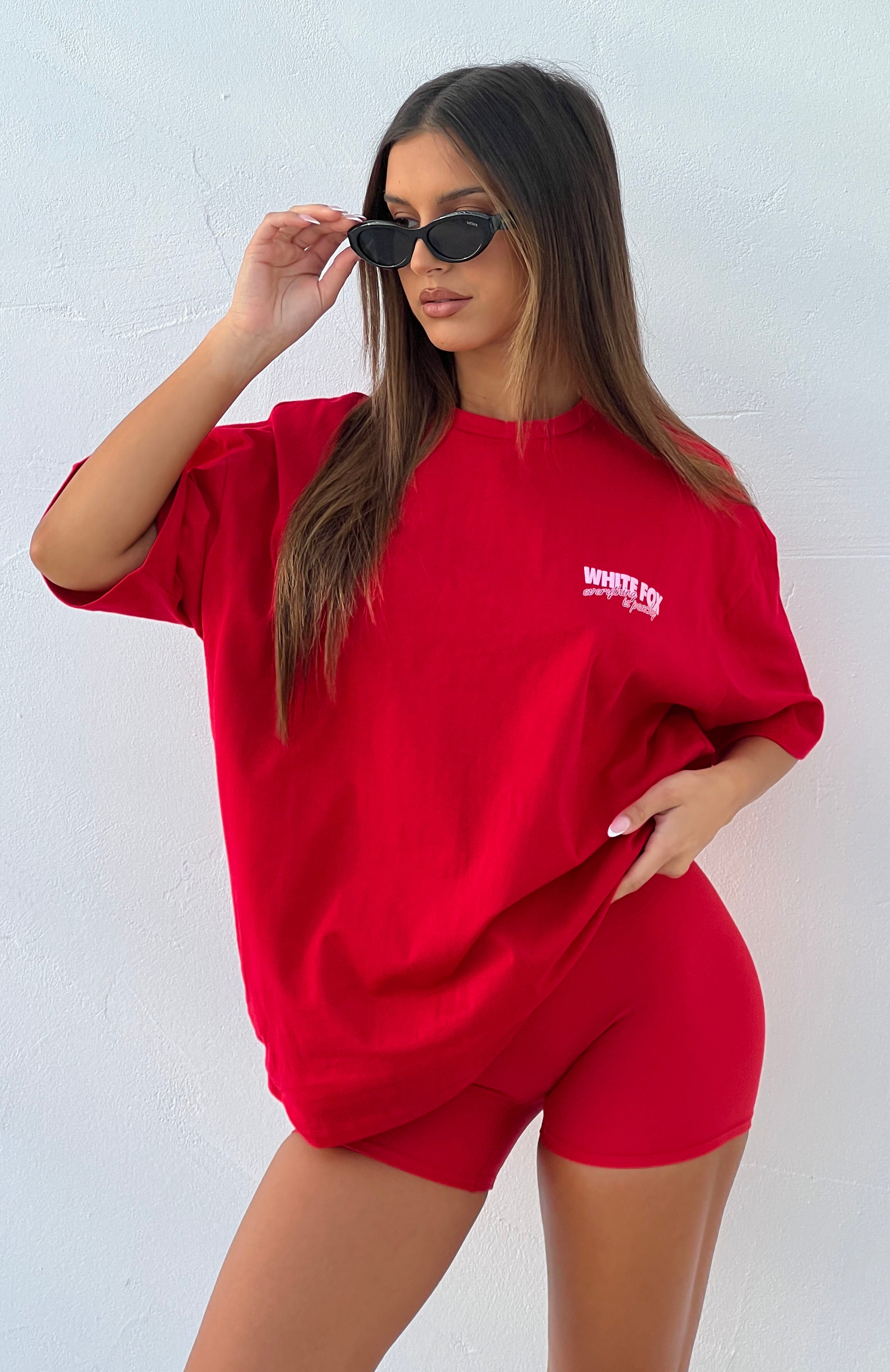 Everything Is Peachy Oversized Tee Red - Image 5
