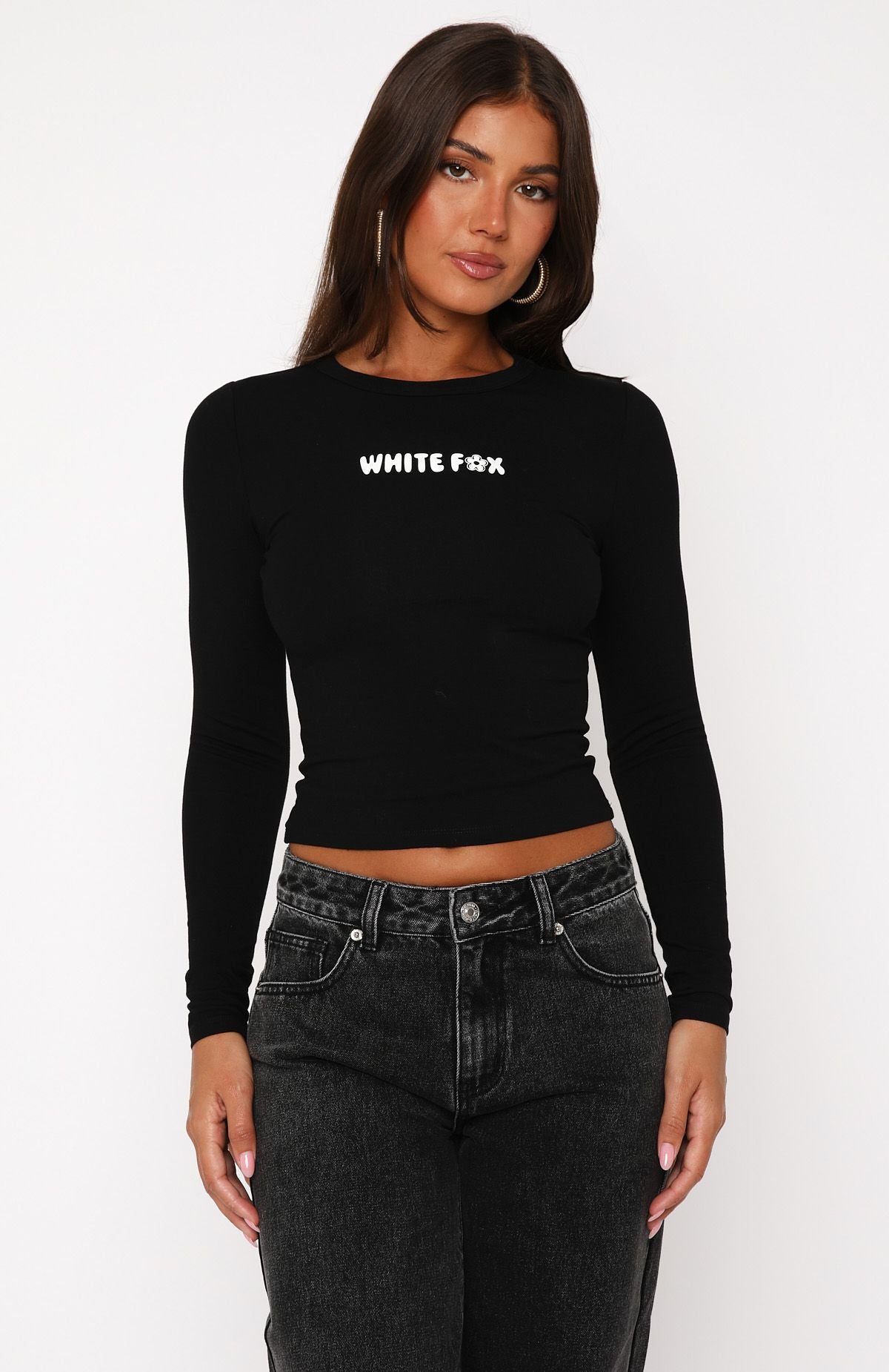 Love Addiction Long Sleeve Baby Tee Black - Image 2