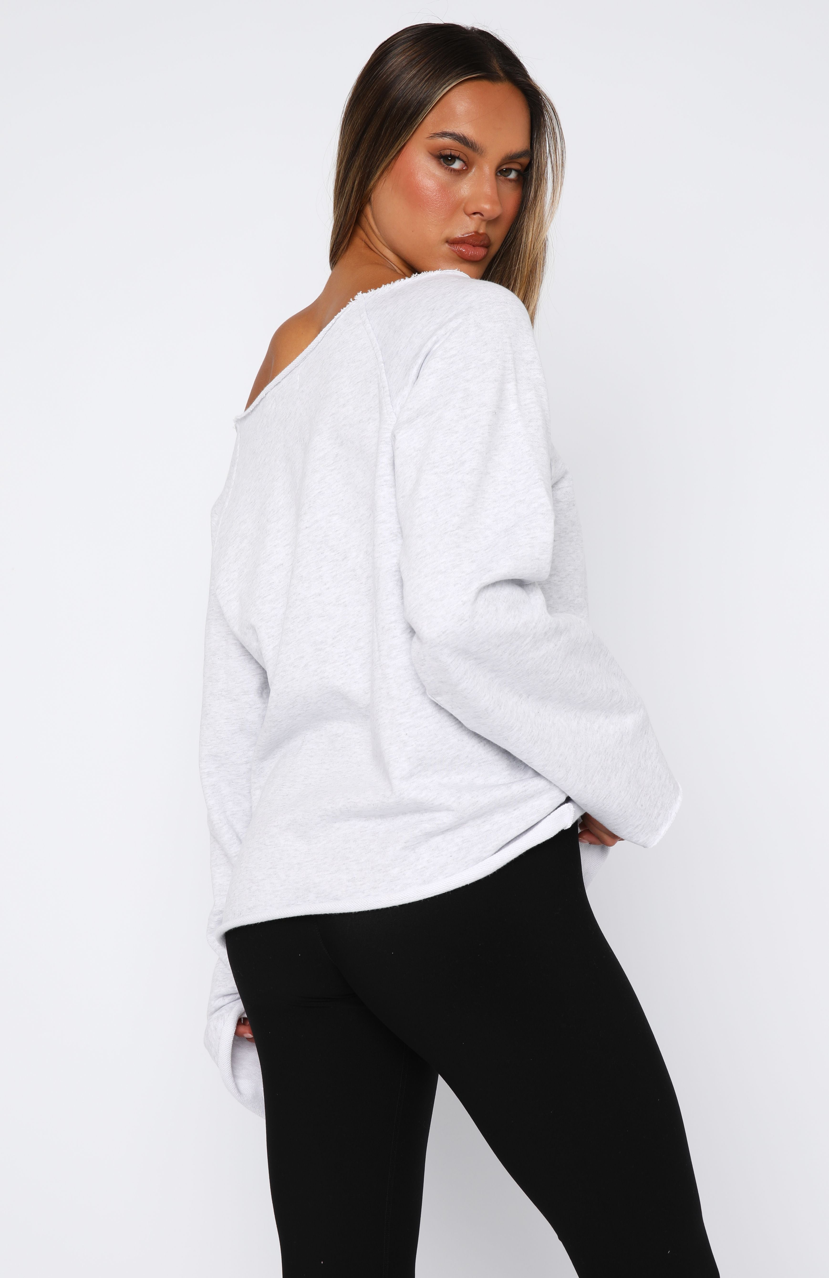 Celebrating Me Off Shoulder Sweater Grey Marle - Image 4
